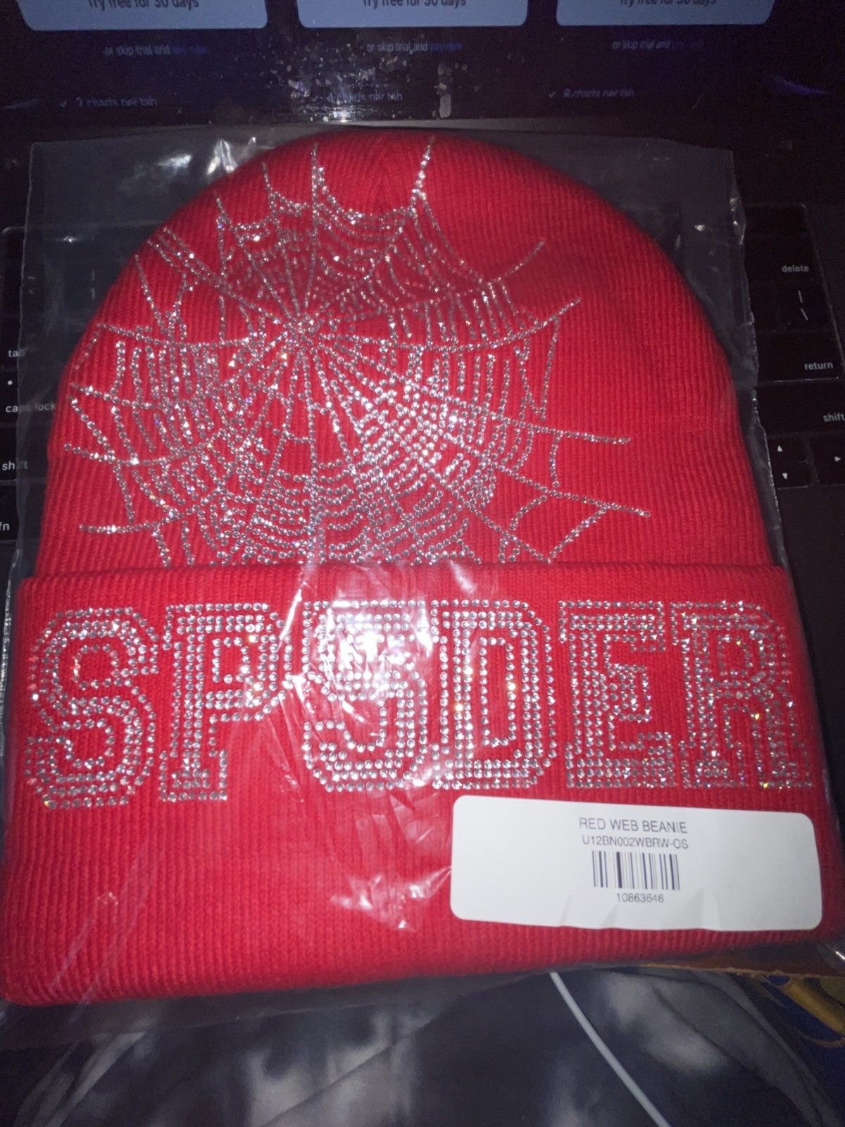 image of Spider Worldwide Sp5Der Red Web Beanie, Men's