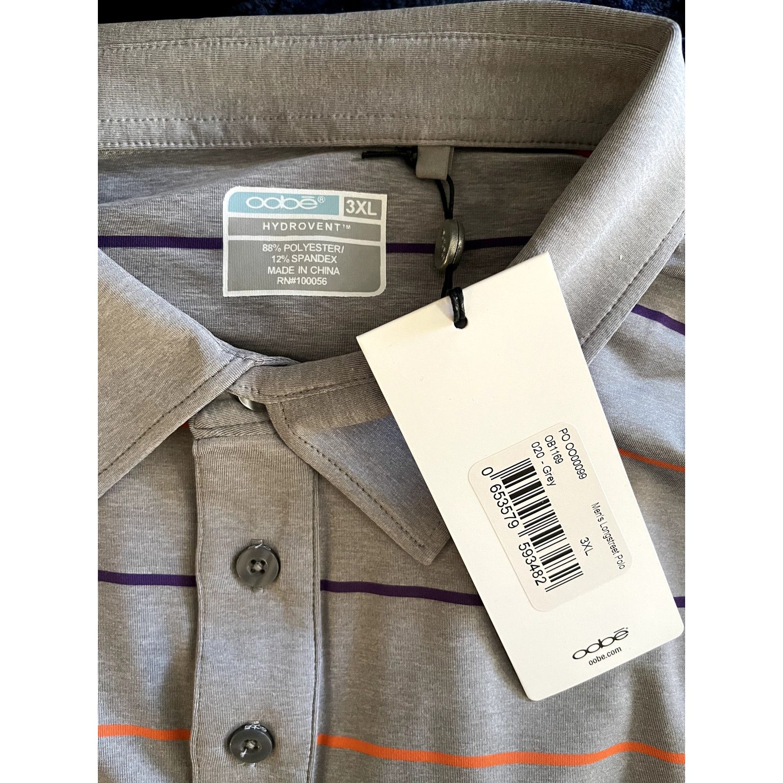 Unknown London OOBE Gray Orange Striped Men's Size 3XL Polo Shirt Short Size US XXL / EU 58 / 5 - 3 Thumbnail