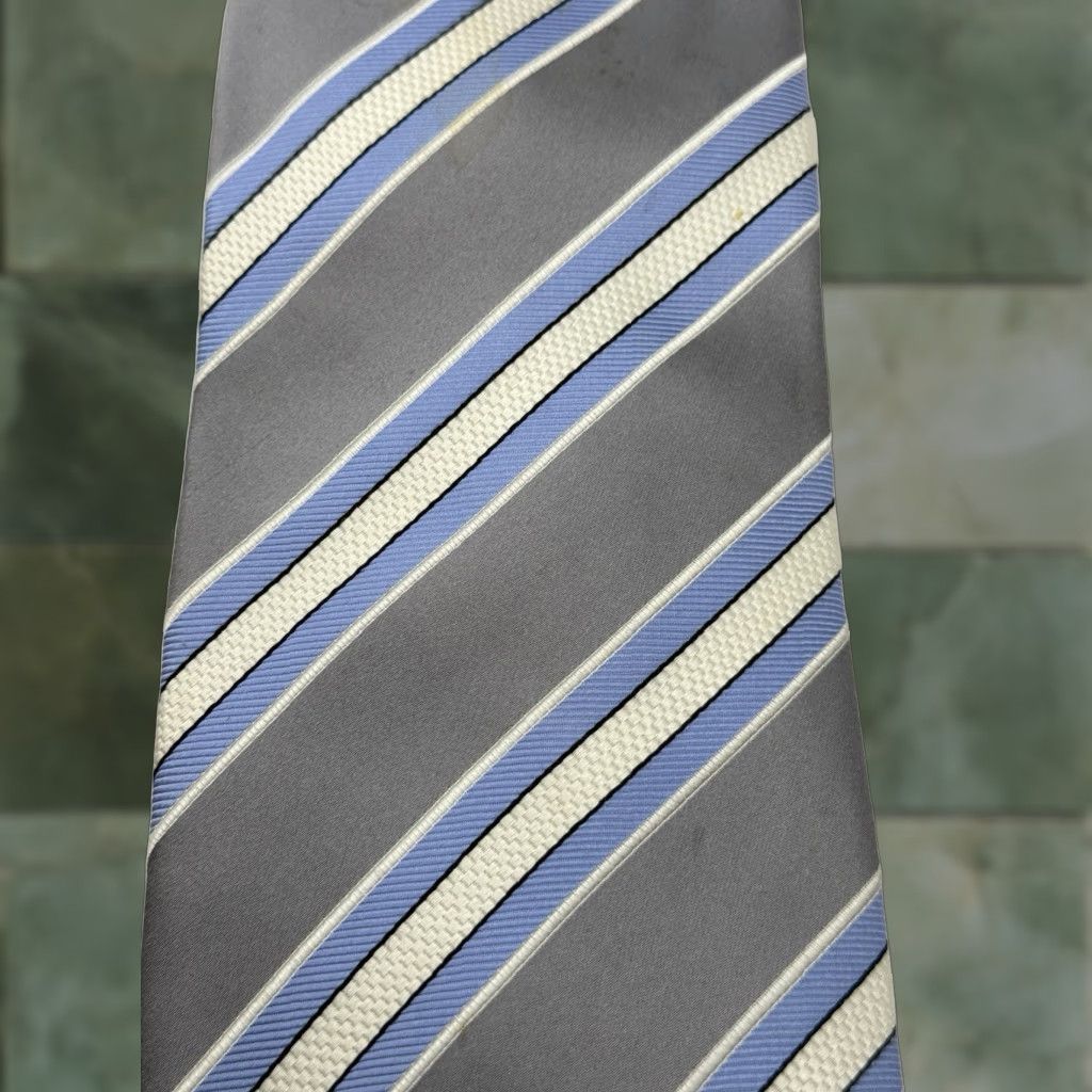 Vintage President Donald J Trump Signature Collection Tie Men Blue Gray White Stripes Size ONE SIZE - 1 Thumbnail