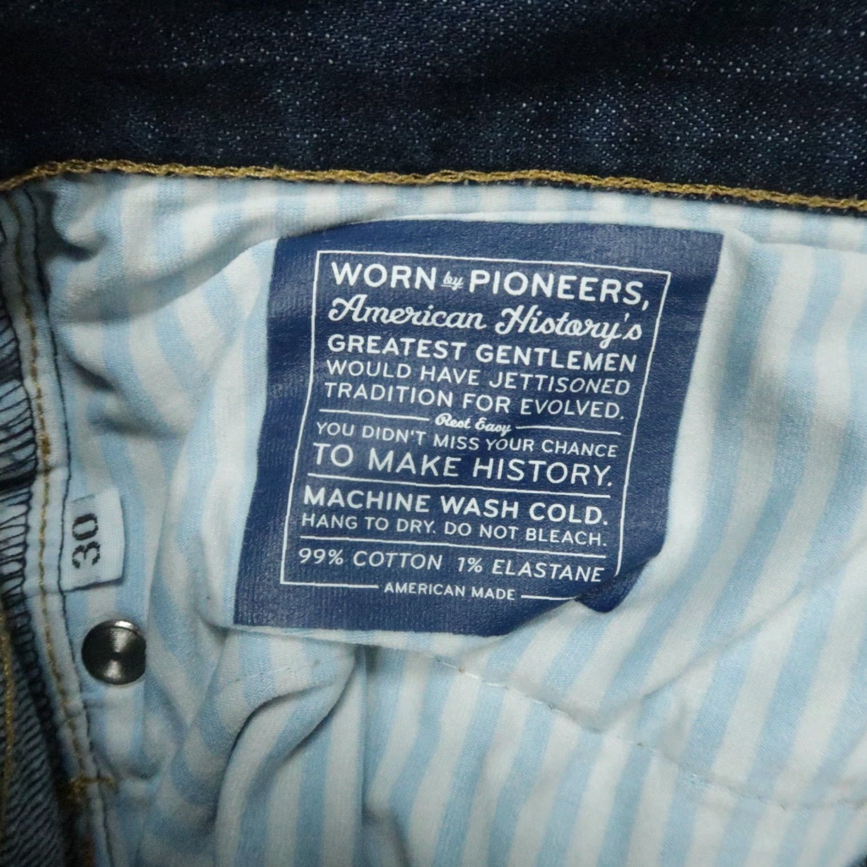 Mizzen+Main Mizzen+Main Jeans Mens 30x33 Blue 5-Pocket Denim Button Fly Straight Jeans Mens Regular 30 Blue Size US 30 / EU 46 - 7 Thumbnail