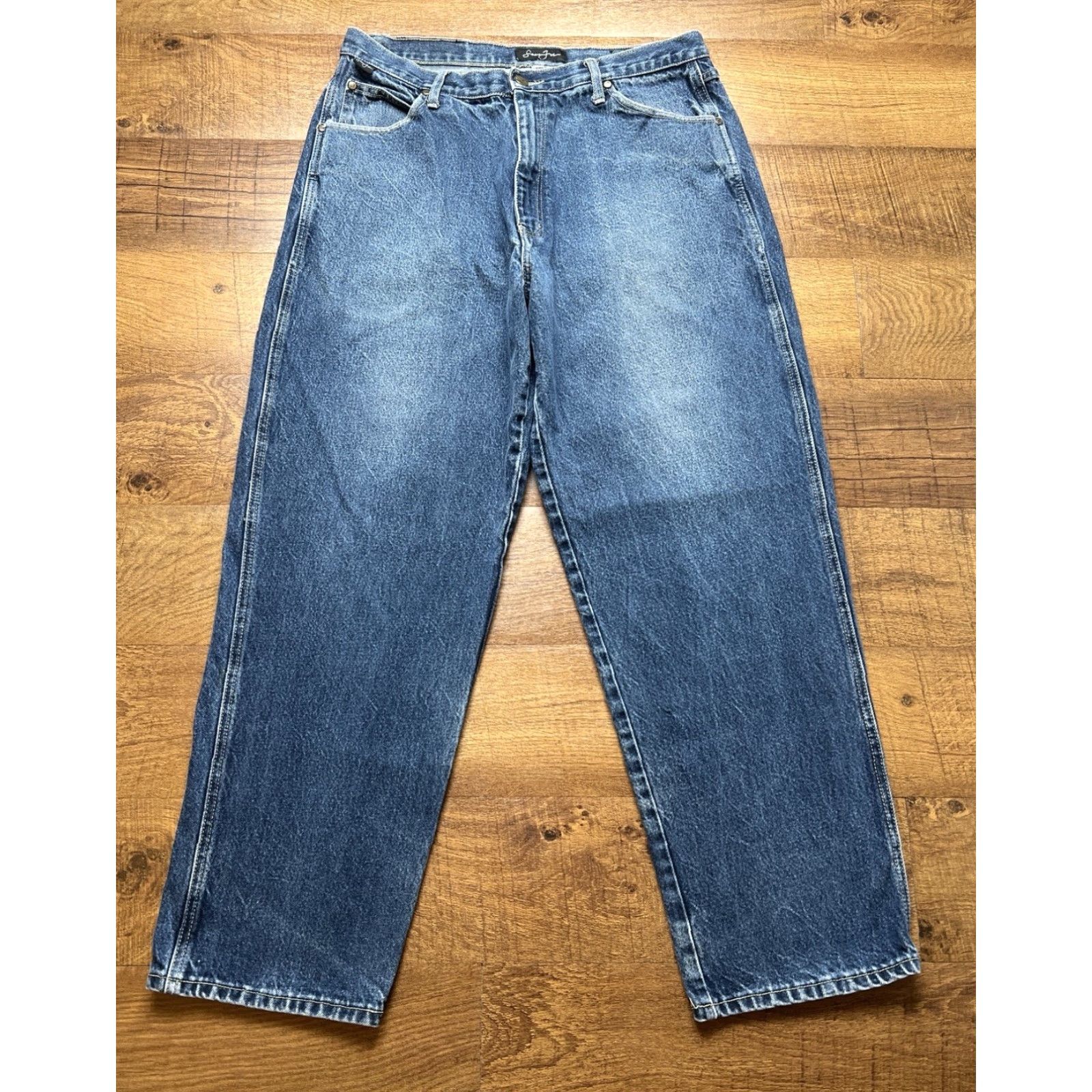 Sean John VINTAGE Sean John Jeans Baggy Wide-Leg 90s Hip Hop Grunge Men 34x31 Blue Cotton Logo Embroidered 5-Pocket United States Mens Size US 34 / EU 50 - 2 Thumbnail