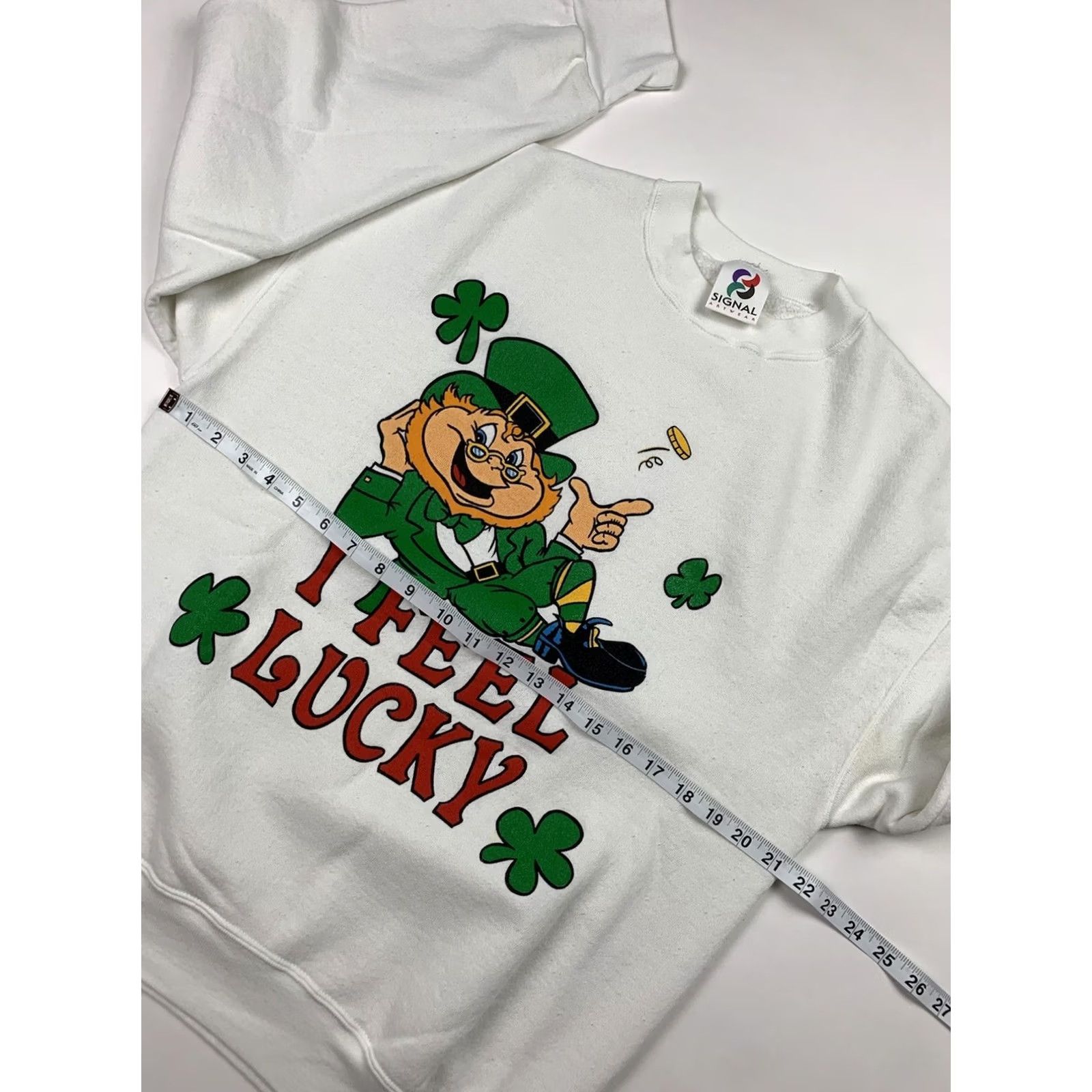 Vintage VINTAGE Signal Sweatshirt Crewneck L-XL White 90s Irish St. Patrick’s Leprechaun Graphic Print Men Size US XL / EU 56 / 4 - 3 Thumbnail