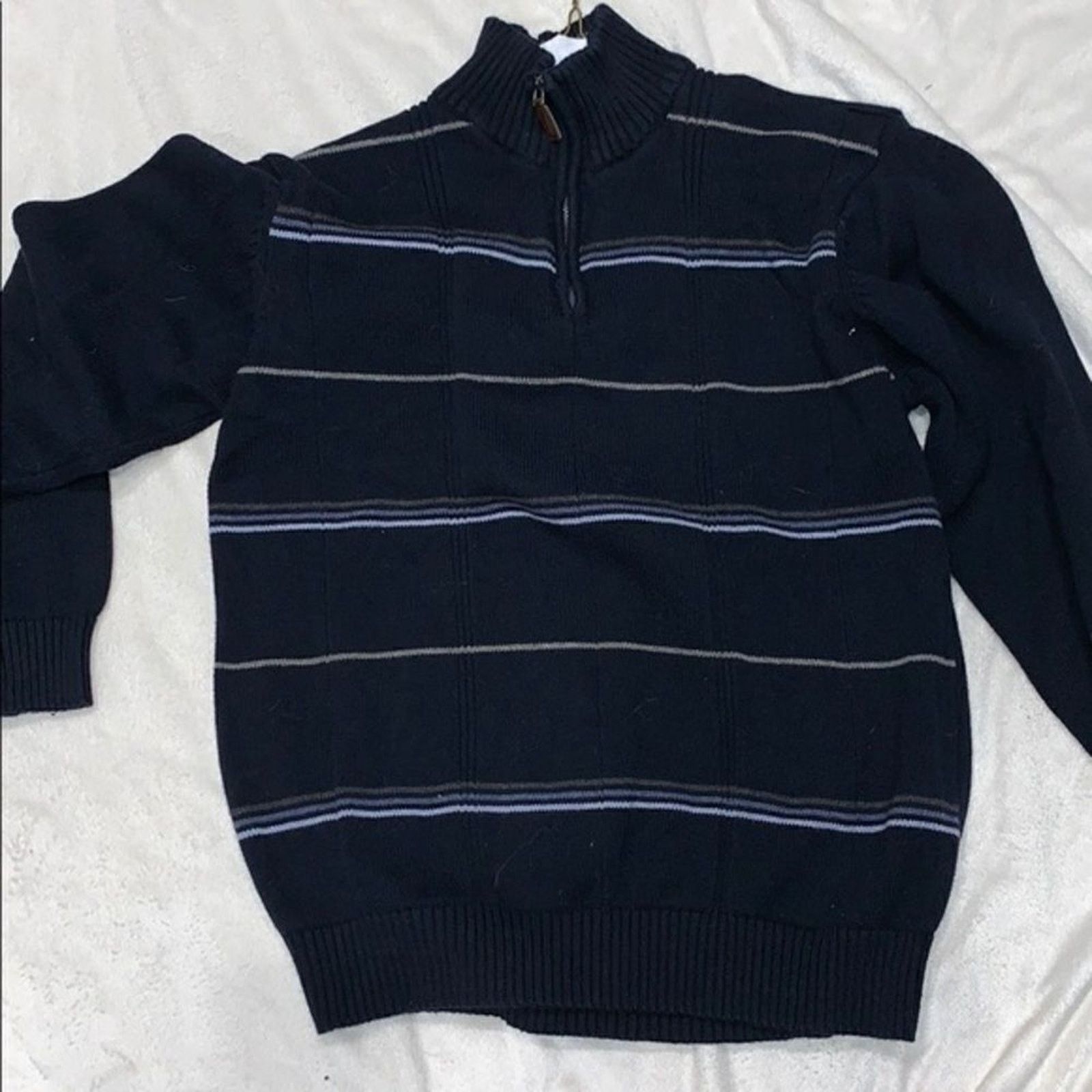 Tricots St. Raphael Tricots St. Raphael Blue Striped Quarter Zip Sweater | Sz L Size US L / EU 52-54 / 3 - 2 Thumbnail