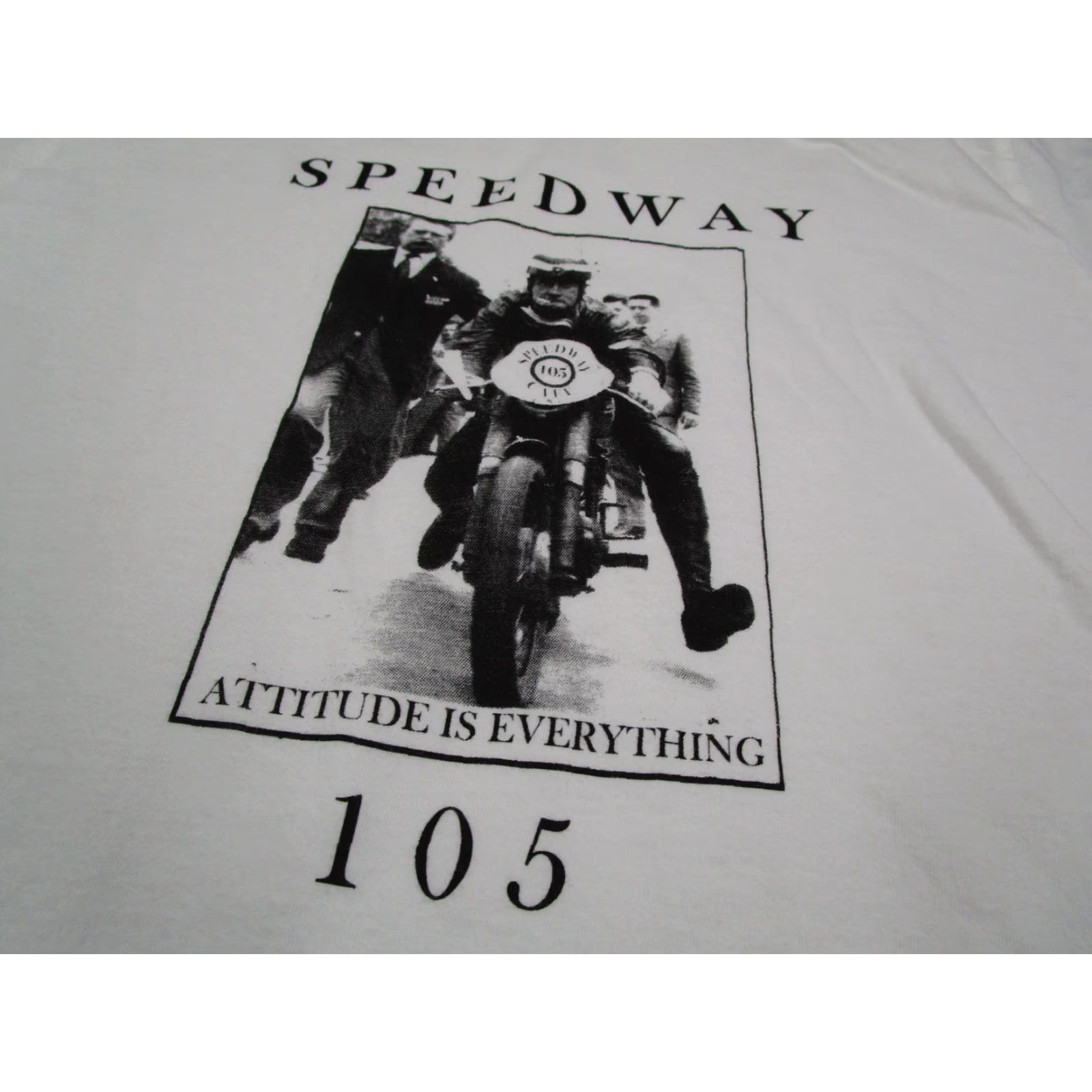 Vintage VINTAGE Blue Collar White Collar Shirt Mens Large White Speedway 105 Motorcycle T-Shirt 90s Bohemian Retro Cotton Crew Neck Short Sleeve Men Size US L / EU 52-54 / 3 - 2 Thumbnail