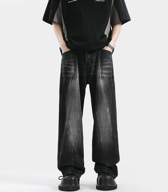 Japanese Brand × Jean High street lightning pattern trendy handsome straight jeans Size US 32 / EU 48 - 2 Thumbnail