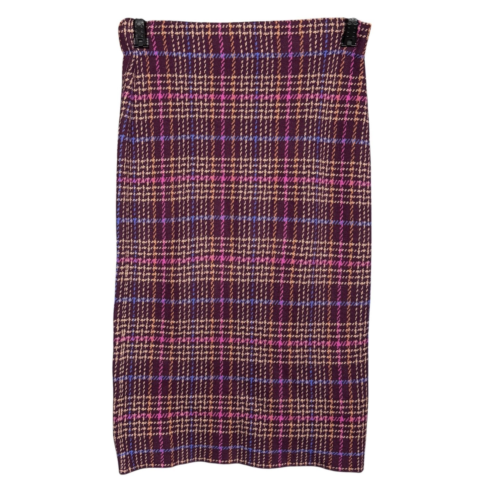 Ann Taylor Ann Taylor Women's Medium Purple Plaid Stretch Pencil Skirt Size 31" - 7 Thumbnail