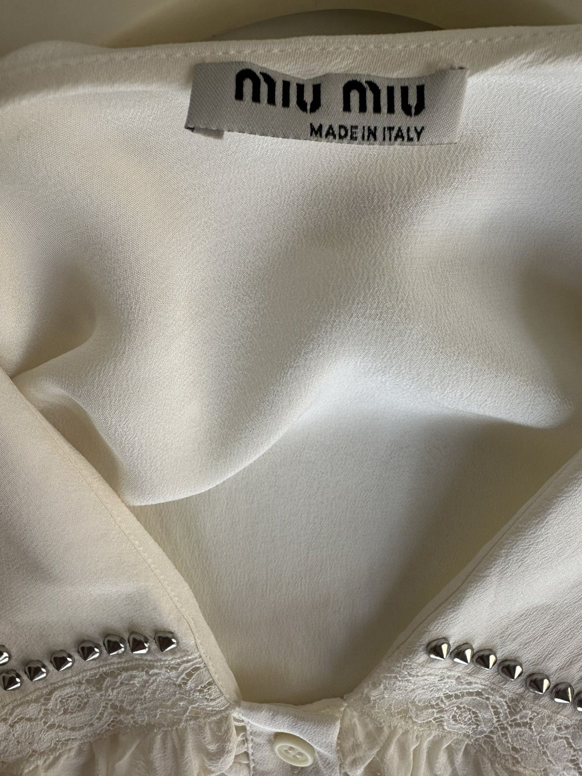 Miu Miu Miu Miu 2021 Studded Silk Blouse Size M / US 6-8 / IT 42-44 - 11 Thumbnail