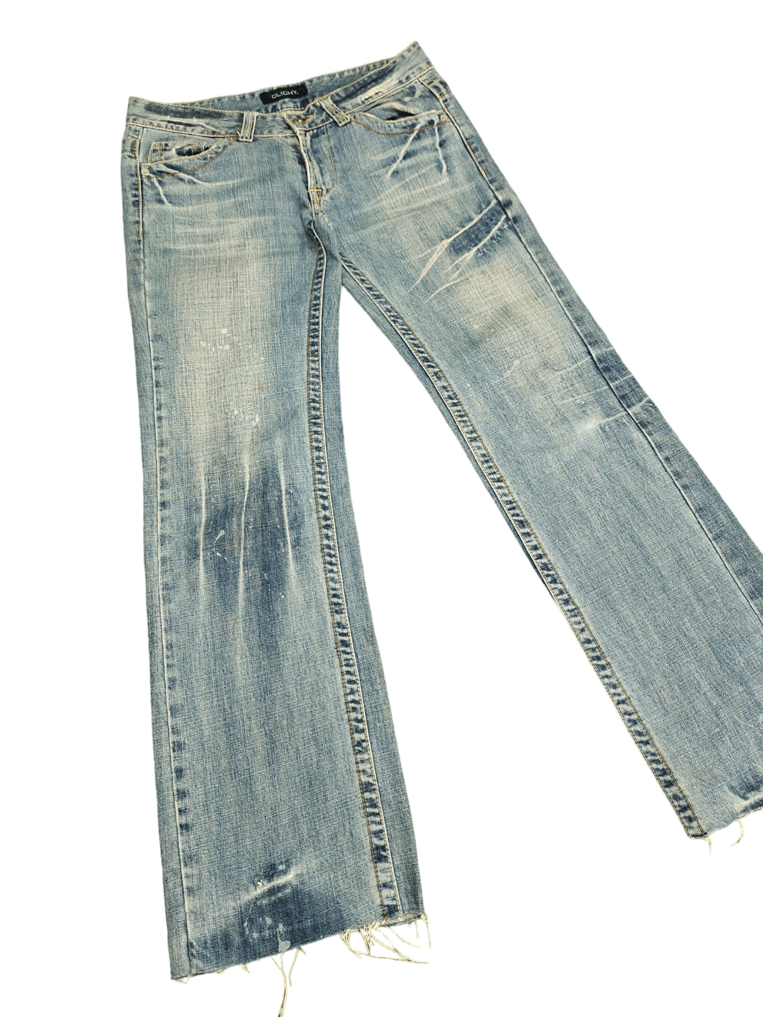 If Six Was Nine Flare Jeans Clichy Release Hem Faded Low Rise Boot Cut Size US 31 - 3 Thumbnail