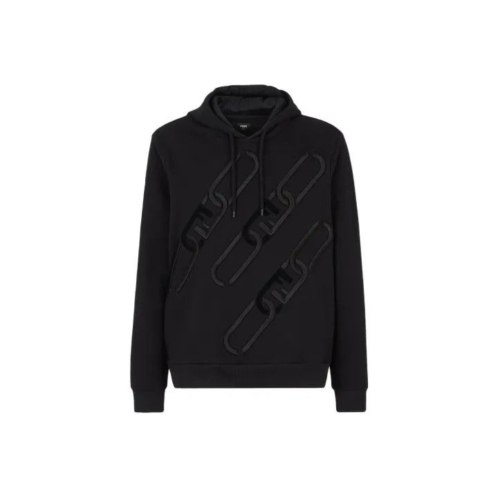 Fendi Fendi Black Printed Hooded Sweatshirt for Men 0079 Size US M / EU 48-50 / 2 - 1 Thumbnail