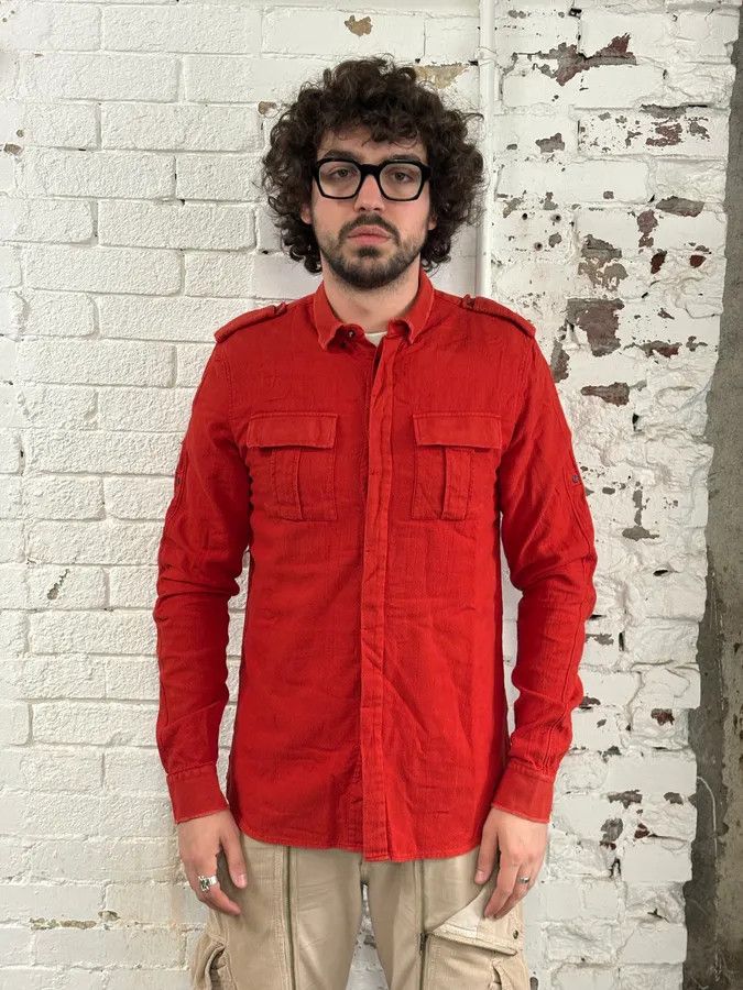 Balmain Balmain Red Corduroy Cargo Shirt Size US S / EU 44-46 / 1 - 2 Thumbnail