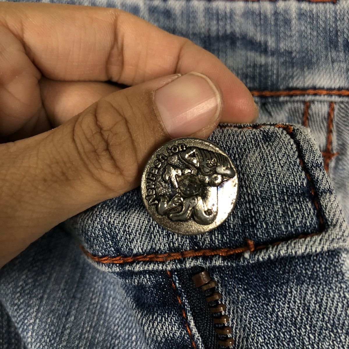 Japanese Brand 🔥Vintage Denim Jeans Sukajan Pocket Big Logo Size US 36 / EU 52 - 17 Thumbnail