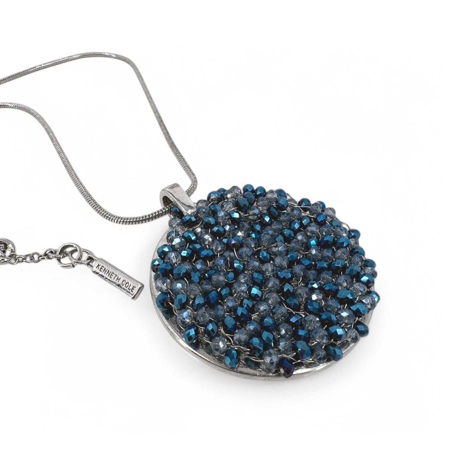 Kenneth Cole Kenneth Cole Crystal Beaded Disc Pendant Necklace Blue Size ONE SIZE - 6 Thumbnail