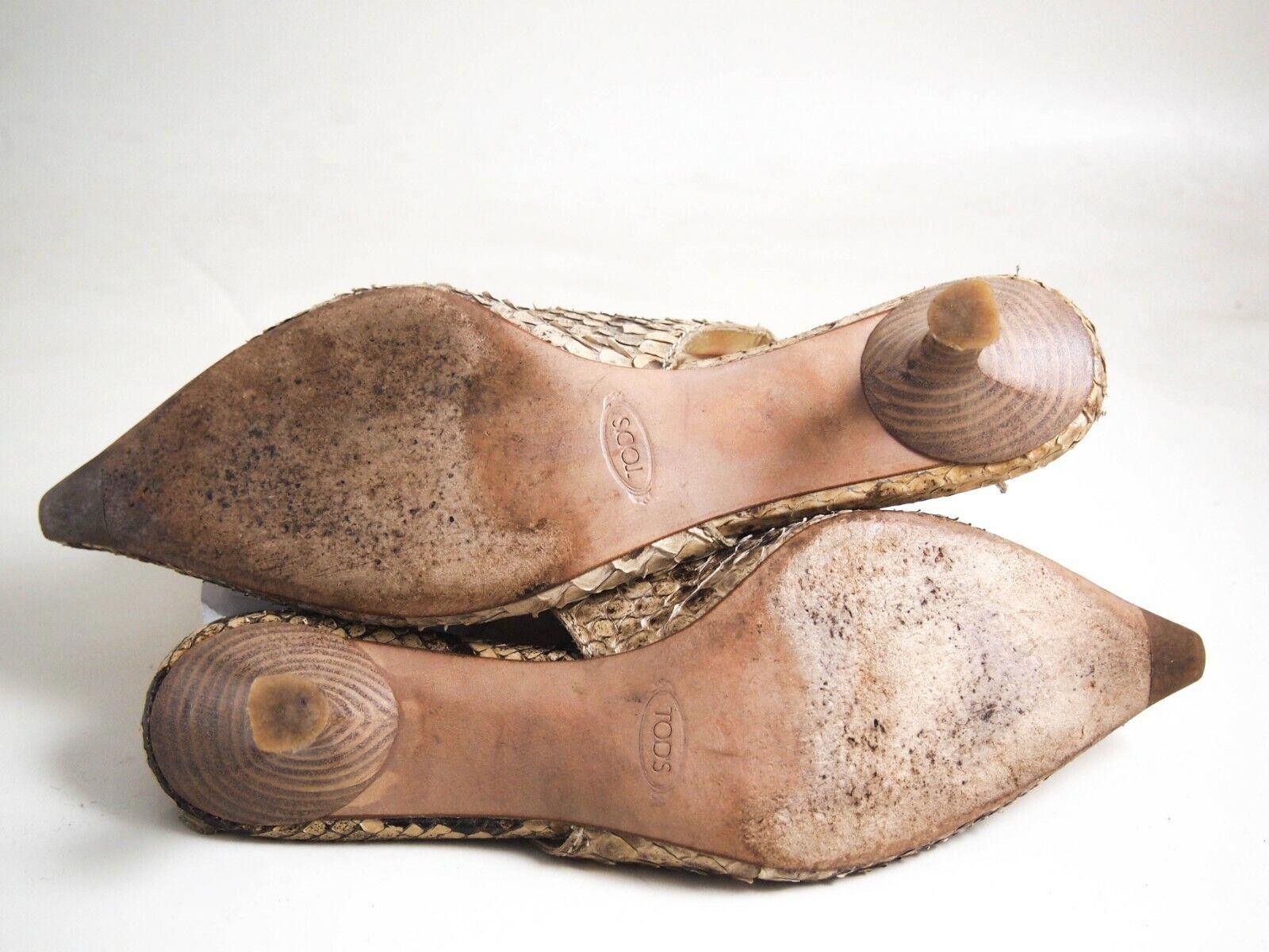 Tod's Tod's Slingback Sandals Beige Suede Python Womens US 9 EU 39 Size US 9 / IT 39 - 8 Thumbnail