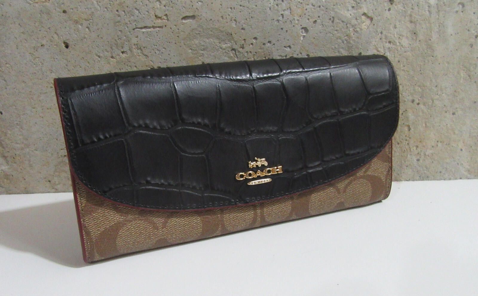 Coach Coach F24354 Signature Slim Envelope Wallet Khaki / Black Size ONE SIZE - 7 Thumbnail