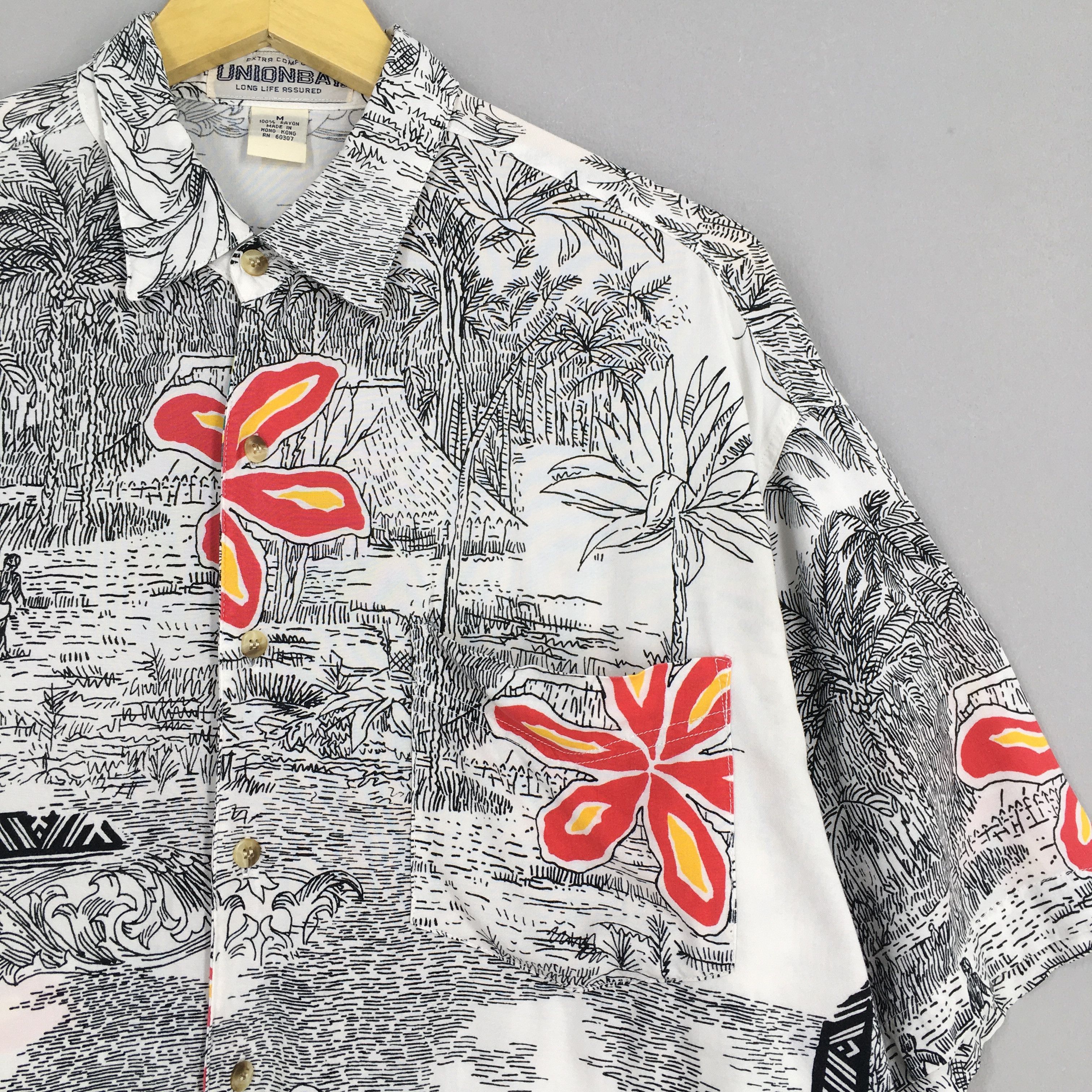 UNIONBAY Unionbay Summer Hawaiian Flower Art Rayon Shirt Medium Size US M / EU 48-50 / 2 - 2 Thumbnail