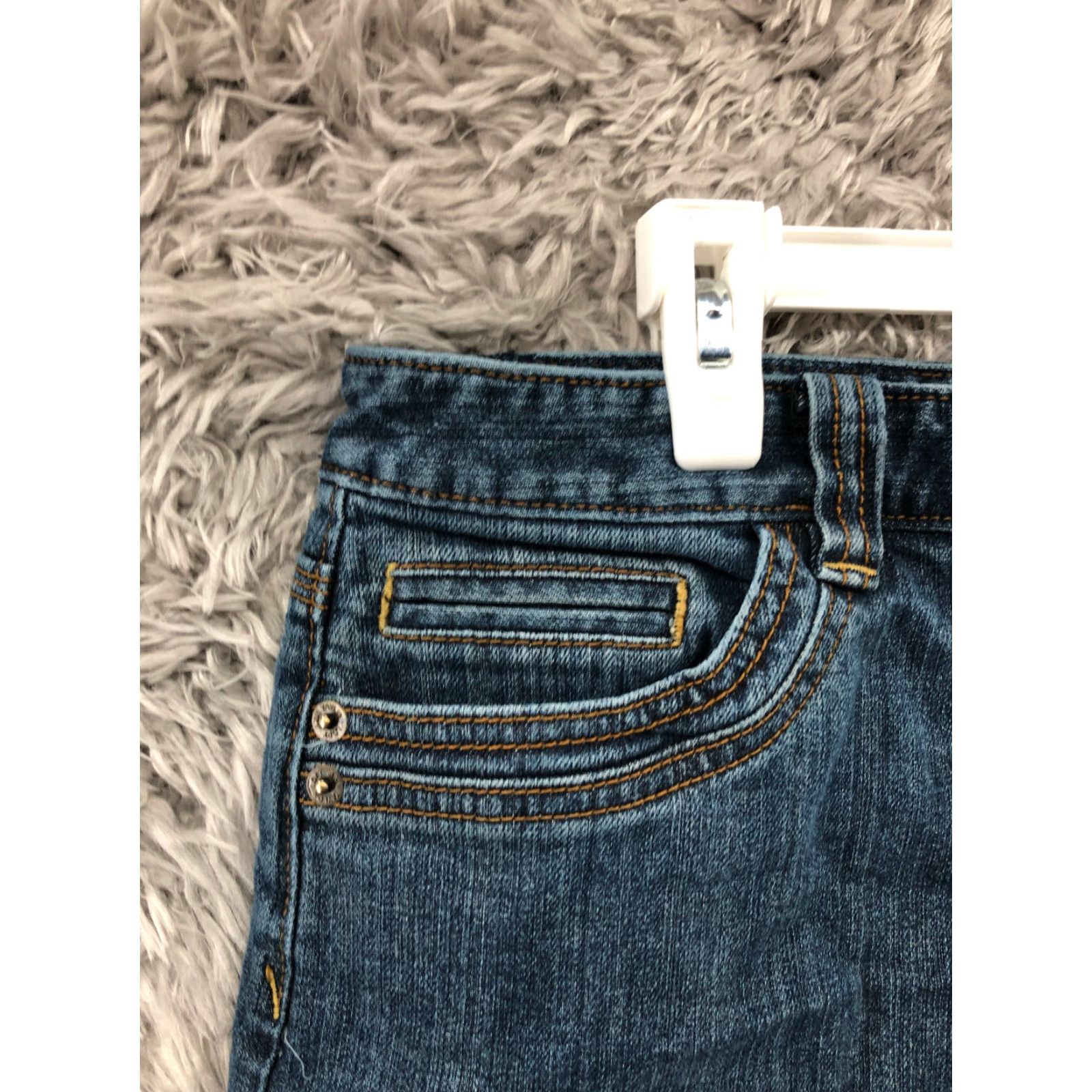Loft LOFT Skirt Womens Size 4 Blue Denim Cotton Midi Mini Logo Quiet Pattern Barbie Size 27" / US 4 / IT 40 - 4 Thumbnail