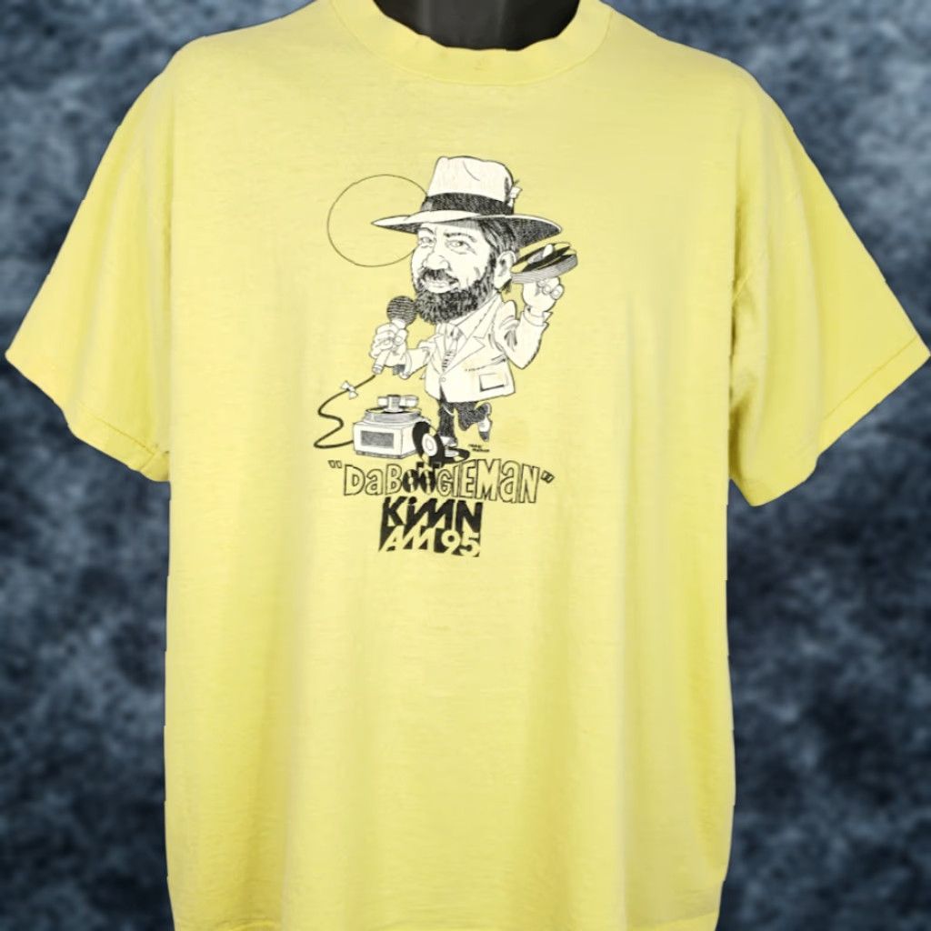 Fruit Of The Loom VINTAGE Da Boogieman T Shirt Mens XL 80s KIMN AM 95 Denver Made In USA Fruit of the Loom Rock Music Yellow Cotton Crew Neck Short Sleeve Size US XL / EU 56 / 4 - 1 Thumbnail