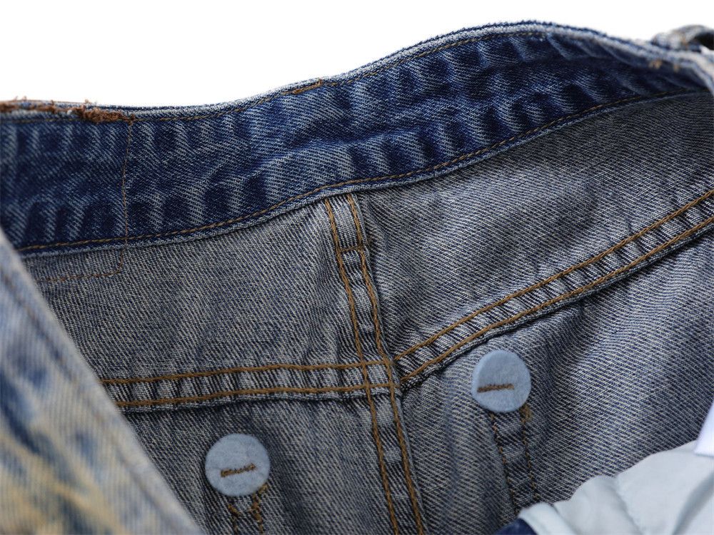 Jean Men's Retro Punk Washed Loose Straight Distressed Jeans Size US 32 / EU 48 - 4 Thumbnail