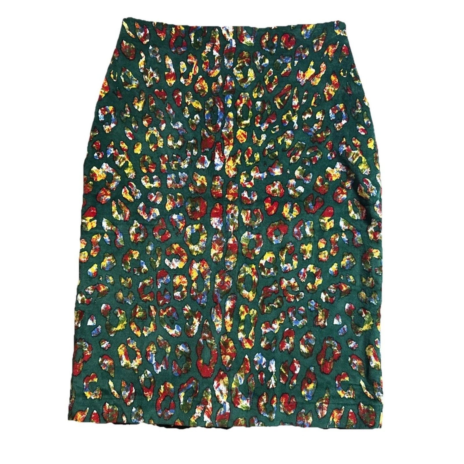 Samantha Sung Samantha Sung Green Multi Cheetah Wool Silk Blend MIDI 8 Size 30" / US 8 / IT 44 - 1 Thumbnail