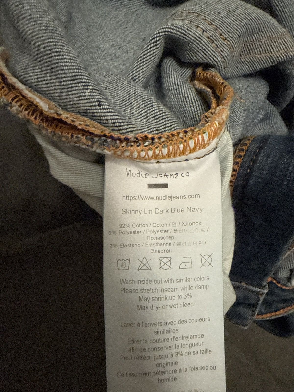 Nudie Jeans Skinny Lin dark blue navy jeans Size US 31 - 4 Thumbnail