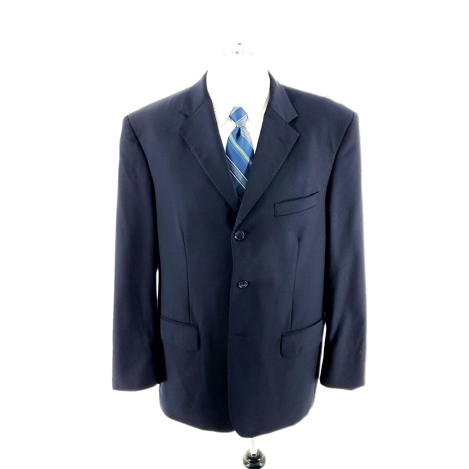 Pronto Uomo Pronto Uomo Couture Super 120s Wool 3 Button Blazer 42R Blue Size 42R - 3 Thumbnail