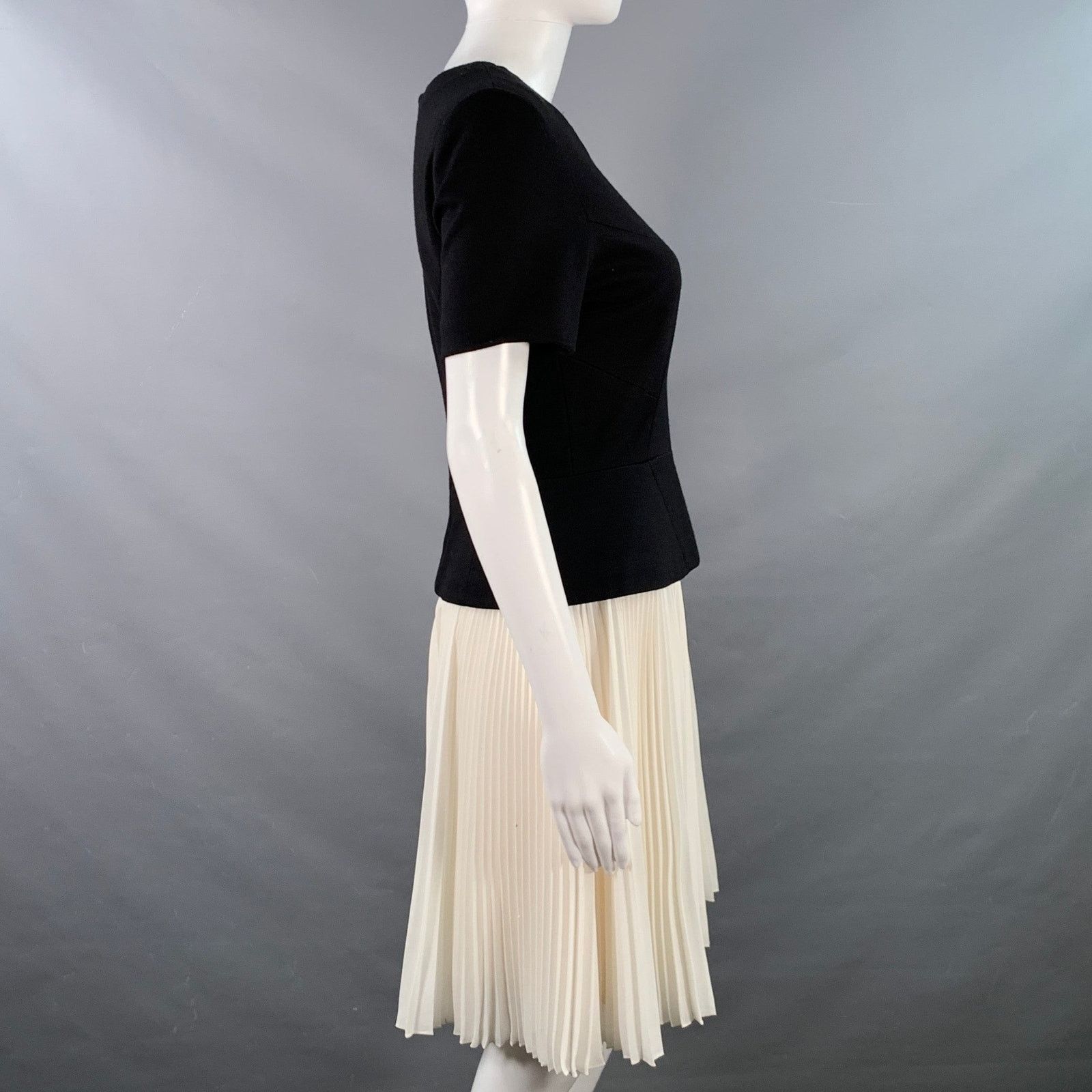Jason Wu 6 Black White Color Block Short Sleeve Peplum Pleated Dress Size M / US 6-8 / IT 42-44 - 3 Thumbnail