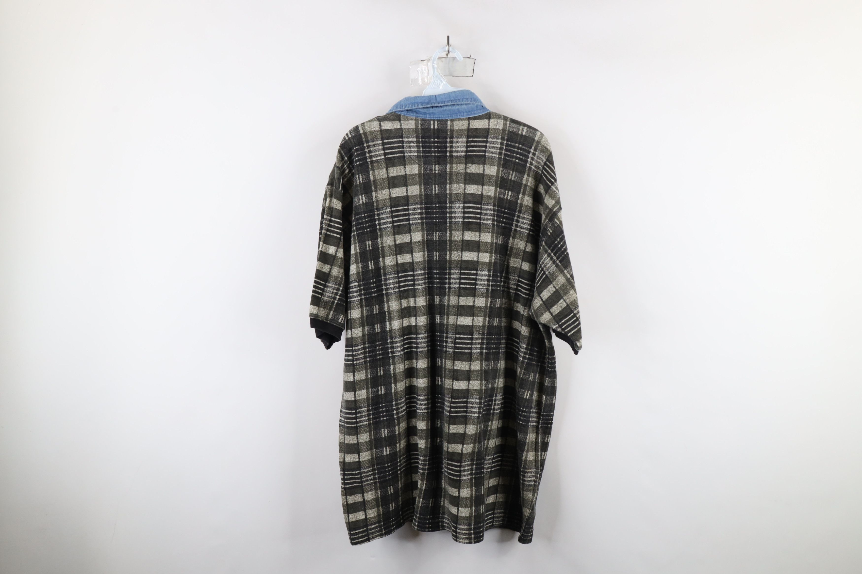 Vintage Vintage 90s Streetwear Fit Denim Collar Polo Shirt Plaid Size US XL / EU 56 / 4 - 8 Thumbnail