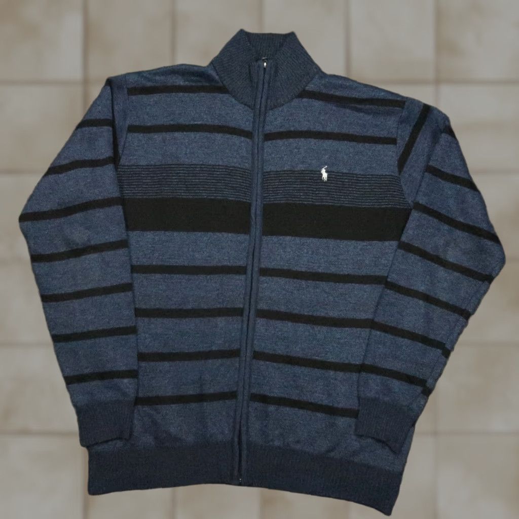Polo Ralph Lauren VINTAGE Polo Ralph Lauren Sweater Shirt Men XL Blue Black Striped 1/4 Zip All Seasons Pullover Gift Ideas Mens Size US XL / EU 56 / 4 - 1 Thumbnail