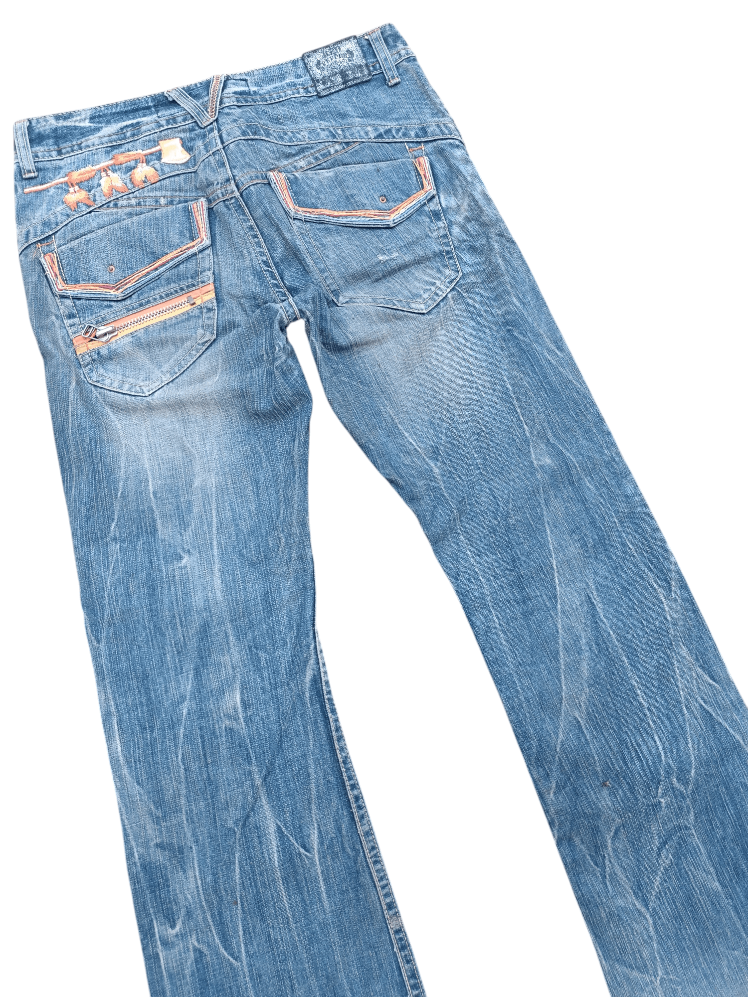 Japanese Brand FLARED Red Pepper Whiskers Low Rise Boot Cut Size US 35 - 6 Thumbnail