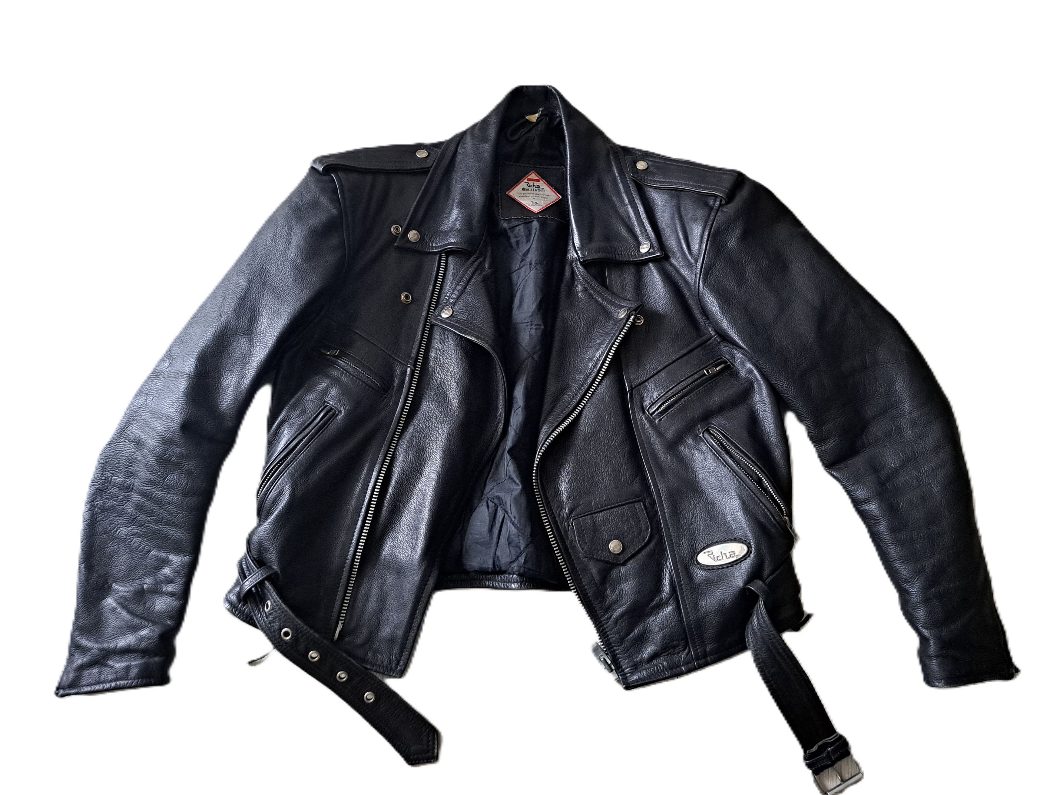 Vintage biker leather jacket made from heavy leather