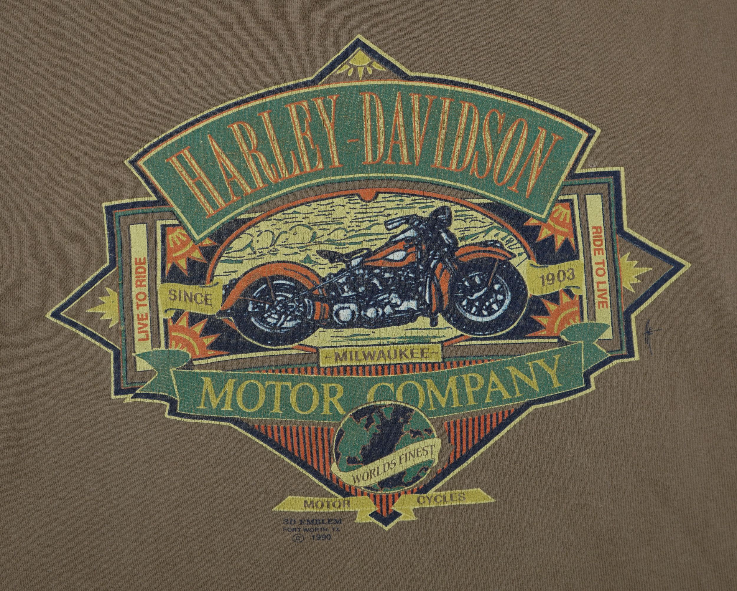 Harley Davidson × Vintage Vintage Harley Davidson Emblem 1990s T Shirt Size US M / EU 48-50 / 2 - 2 Thumbnail