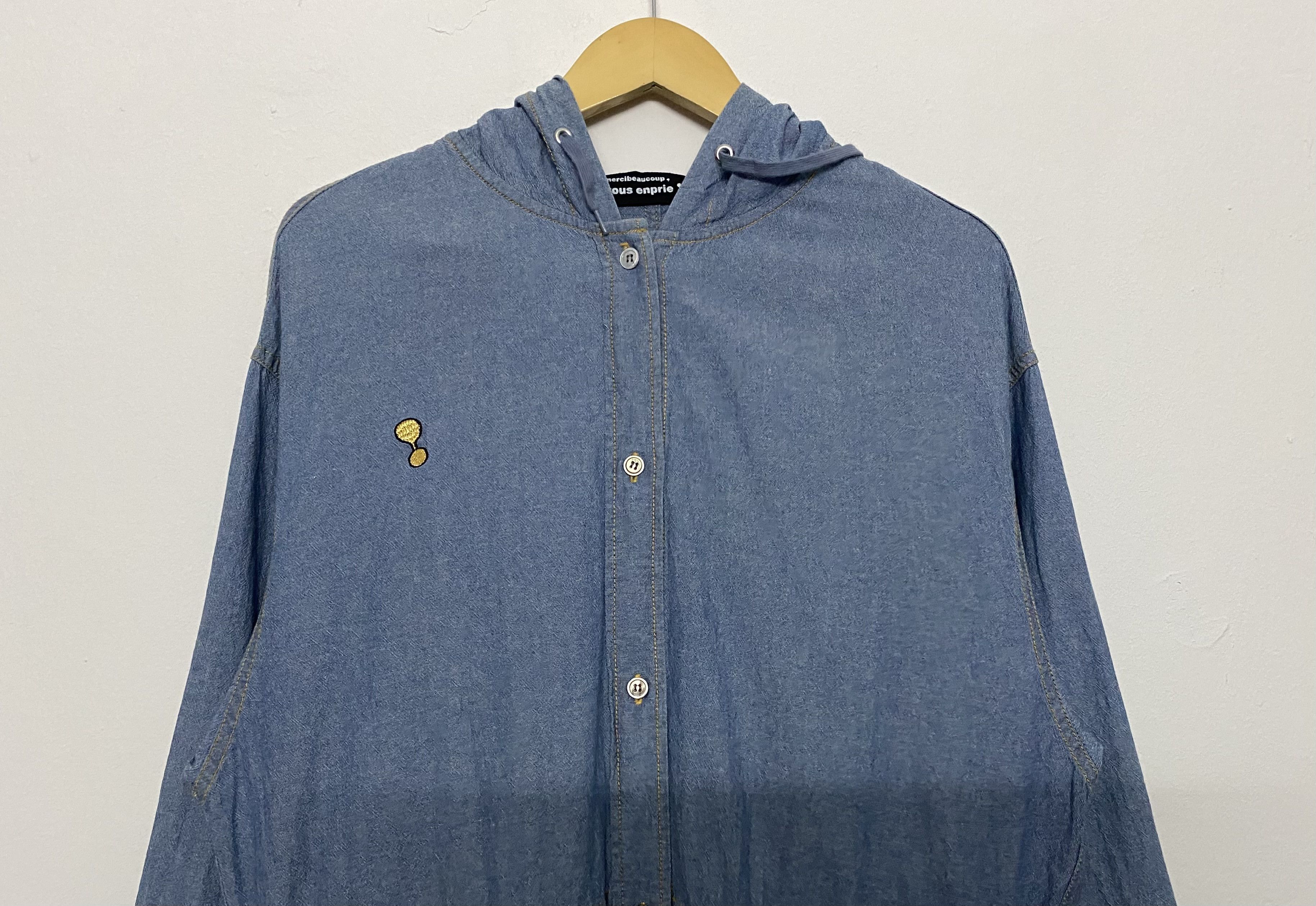 Issey Miyake VTG Mercibeaucoup Je Vous Enprie Denim Hooded Jacket Parka Size L / US 10 / IT 46 - 3 Thumbnail