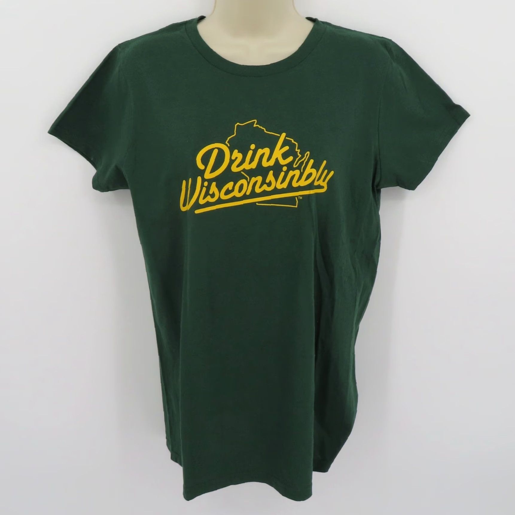Vintage Drink Wisconsinbly Womens Large Green Crew Neck Short Sleeve T Shirt NEW Size L / US 10 / IT 46 - 7 Thumbnail