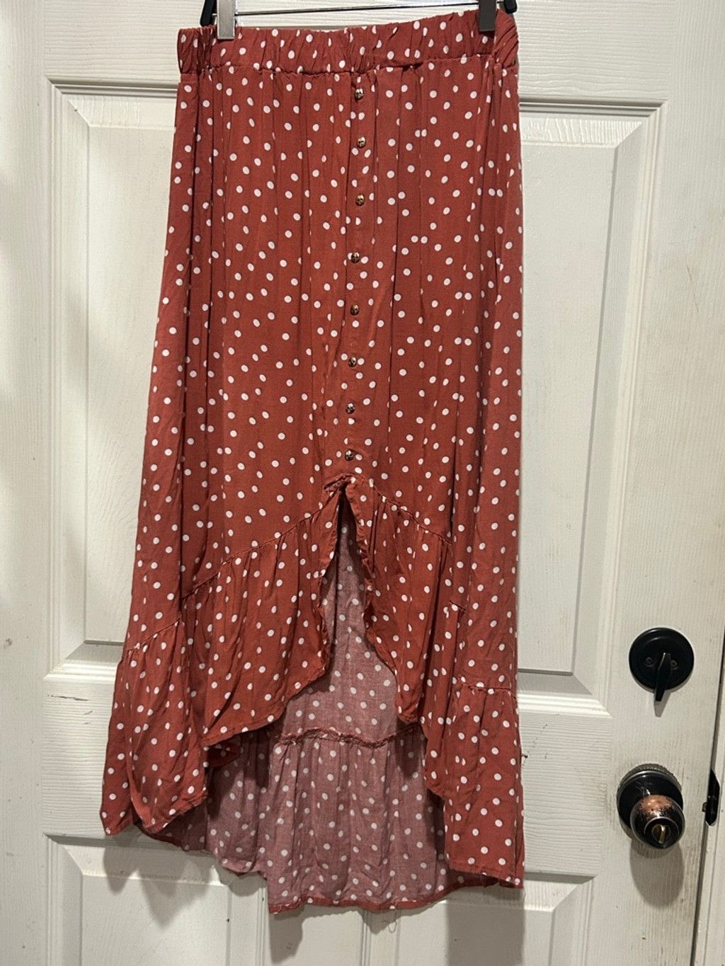 Other Indigo Rose Plus 1X Rust White Polka Dot High Low Skirt Size 34" / US 12 / IT 48 - 1 Thumbnail