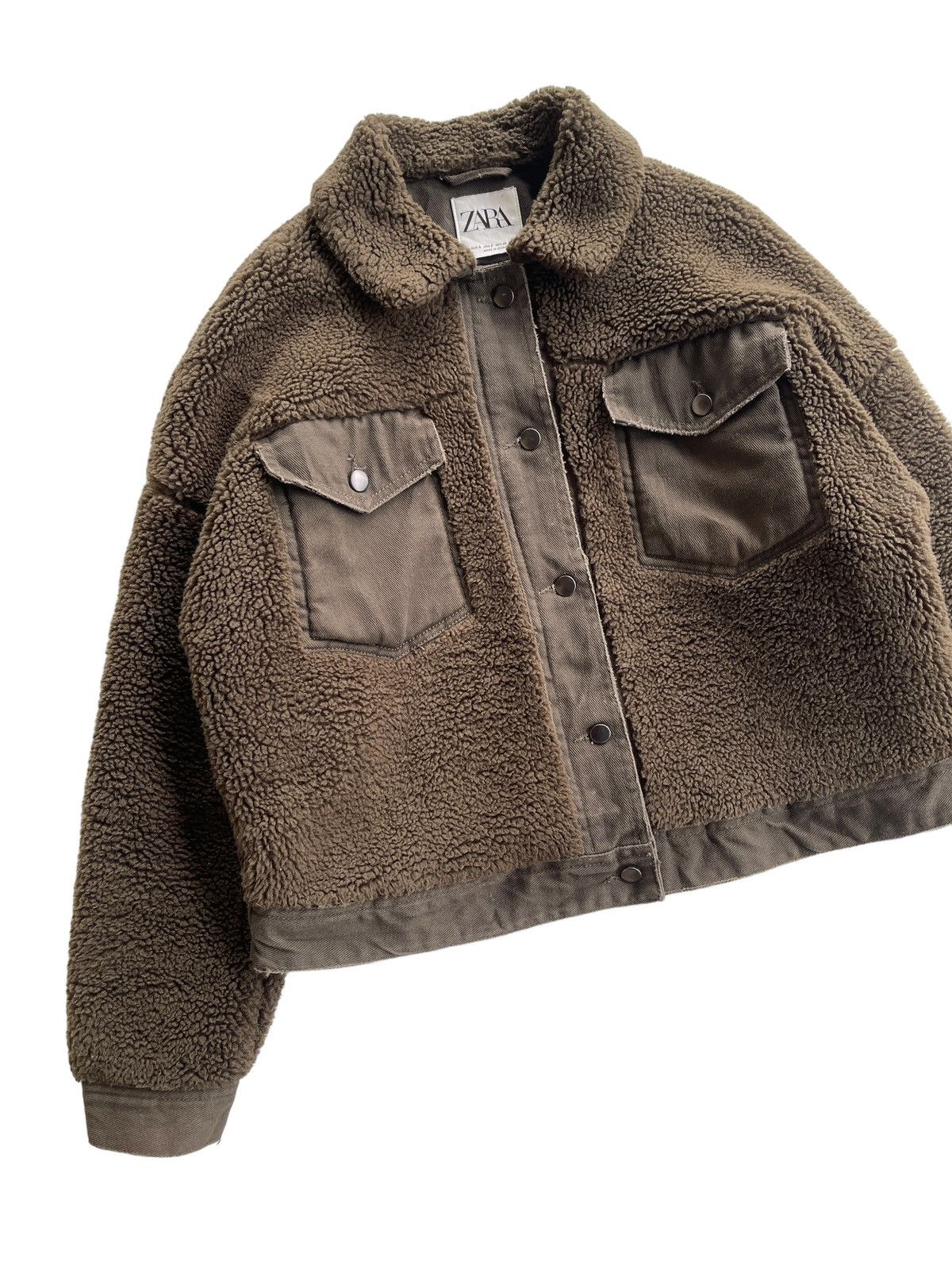 Zara Zara Teddy Fleece Shearling Cropped Jacket Size S / US 4 / IT 40 - 4 Thumbnail