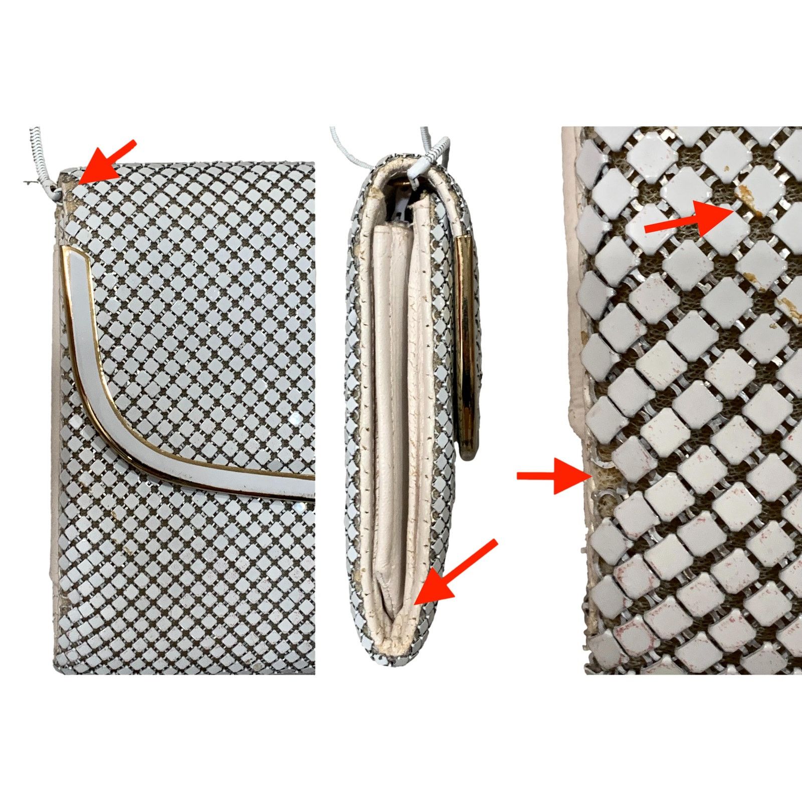 Vintage Vintage 70s White Metal Mesh Shoulder Bag | Clutch Size ONE SIZE - 8 Thumbnail