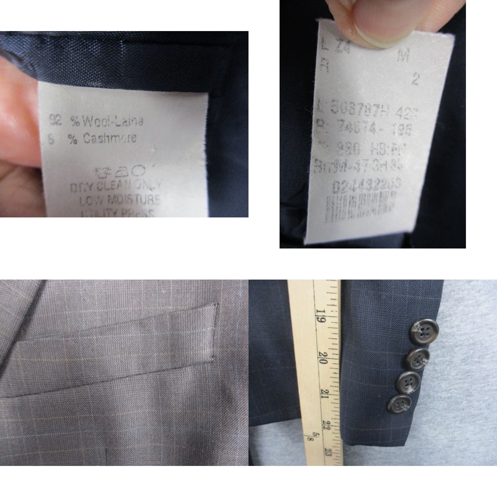Ralph Lauren VINTAGE Lauren Ralph Lauren Sport Coat 42 Wool Cashmere Blazer Navy Plaid Stripe Blazer Mens 42 Wool Cashmere Navy Plaid Stripe Size 42R - 8 Thumbnail