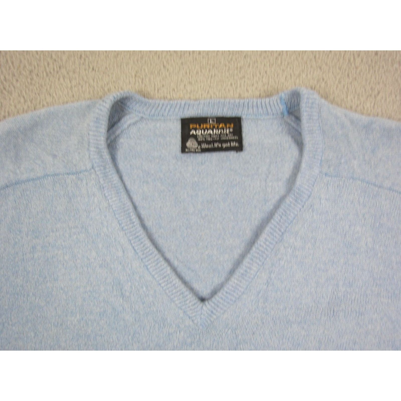 Vintage VINTAGE Puritan Sweater Mens L Blue Wool V-Neck Aquaknit 60s 70s Pullover Casual 90s City Classic Mens Size US L / EU 52-54 / 3 - 3 Thumbnail