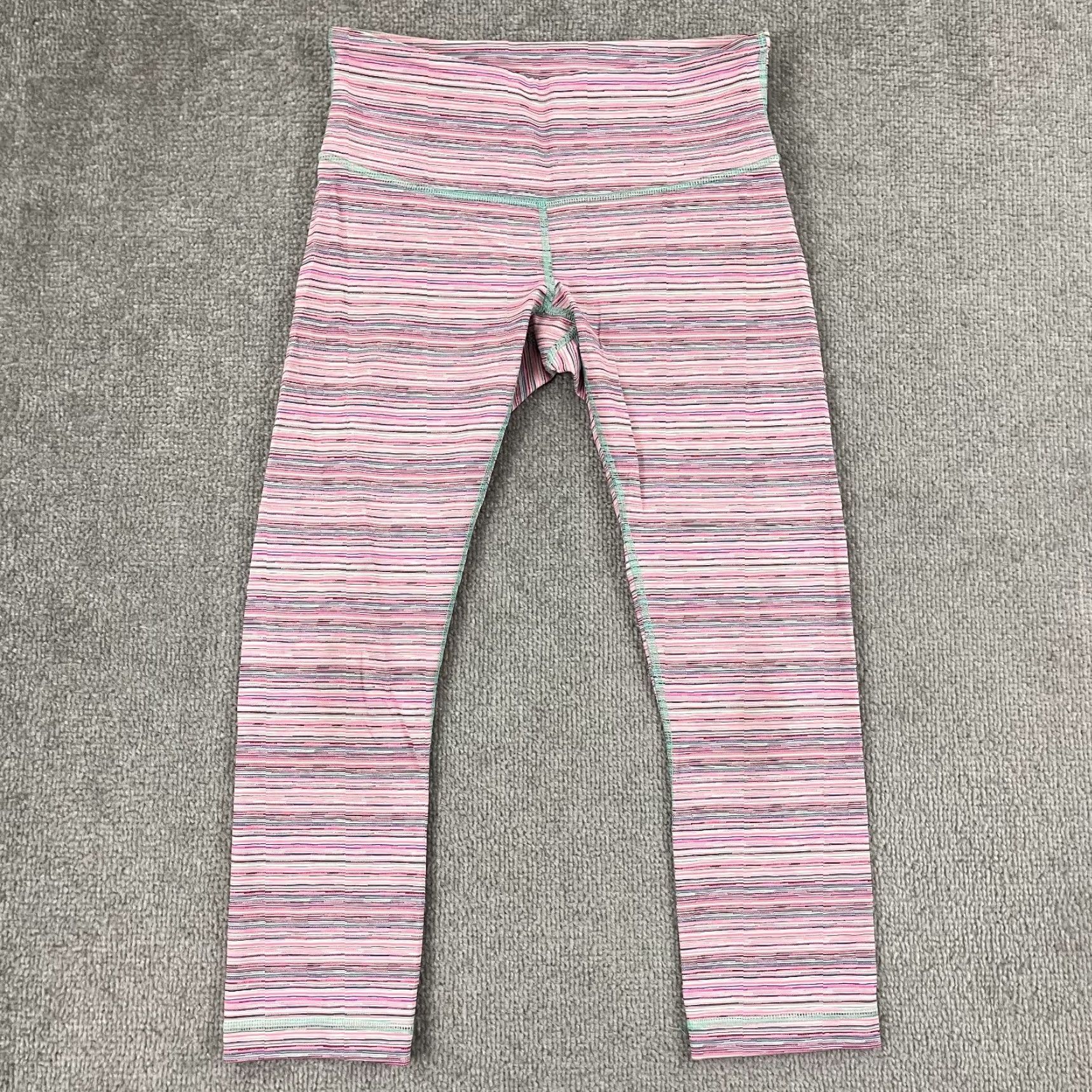 Lululemon VINTAGE? No. Lululemon Wunder Under Crop II Womens Sz 6 W26 L21 Pink Stripe Active Yoga Gym Size ONE SIZE - 4 Thumbnail