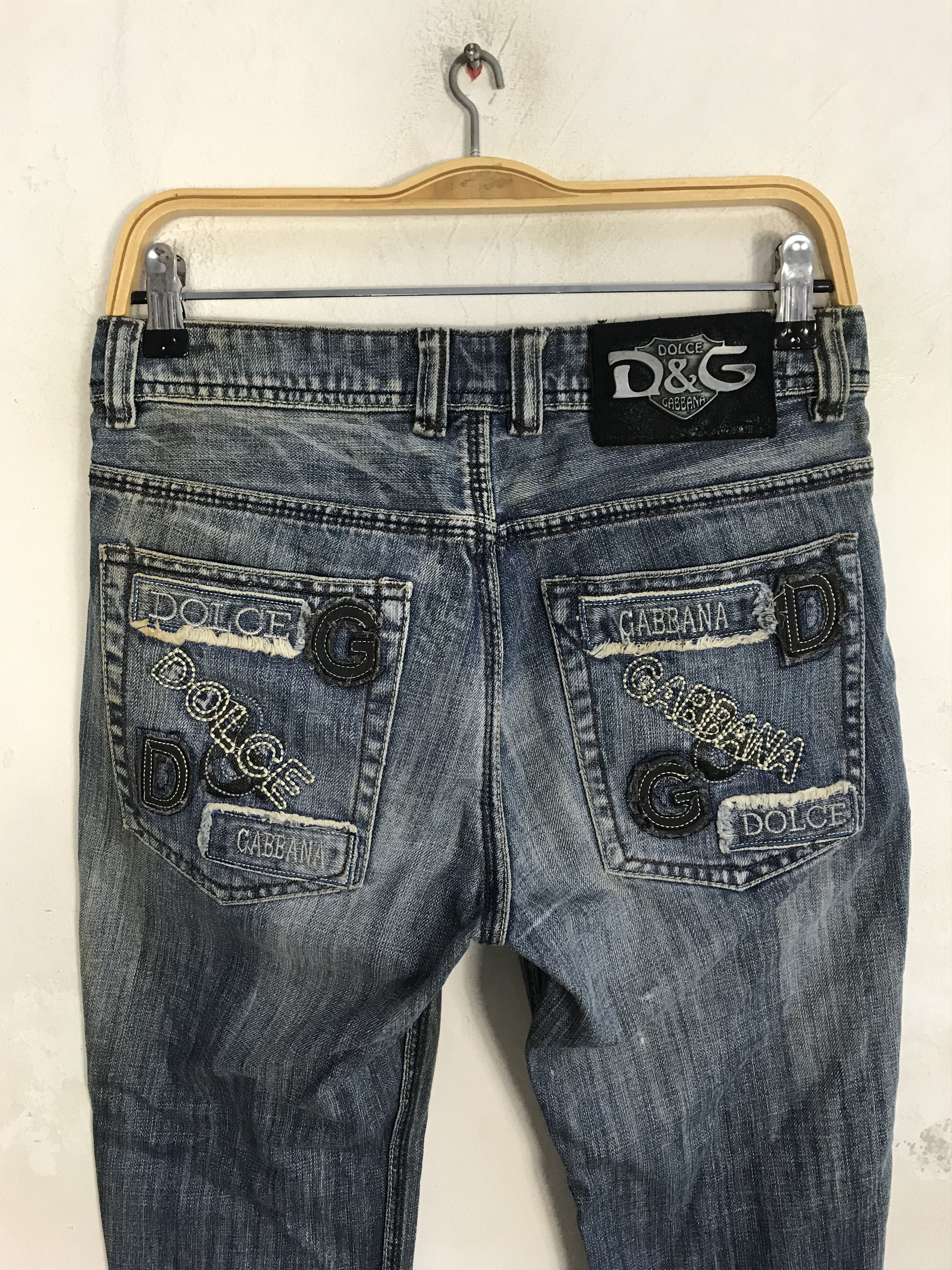 Designer Dolce & Gabbana Italy Denim Pant Embroidery Logo Plaque Size US 29 - 4 Thumbnail