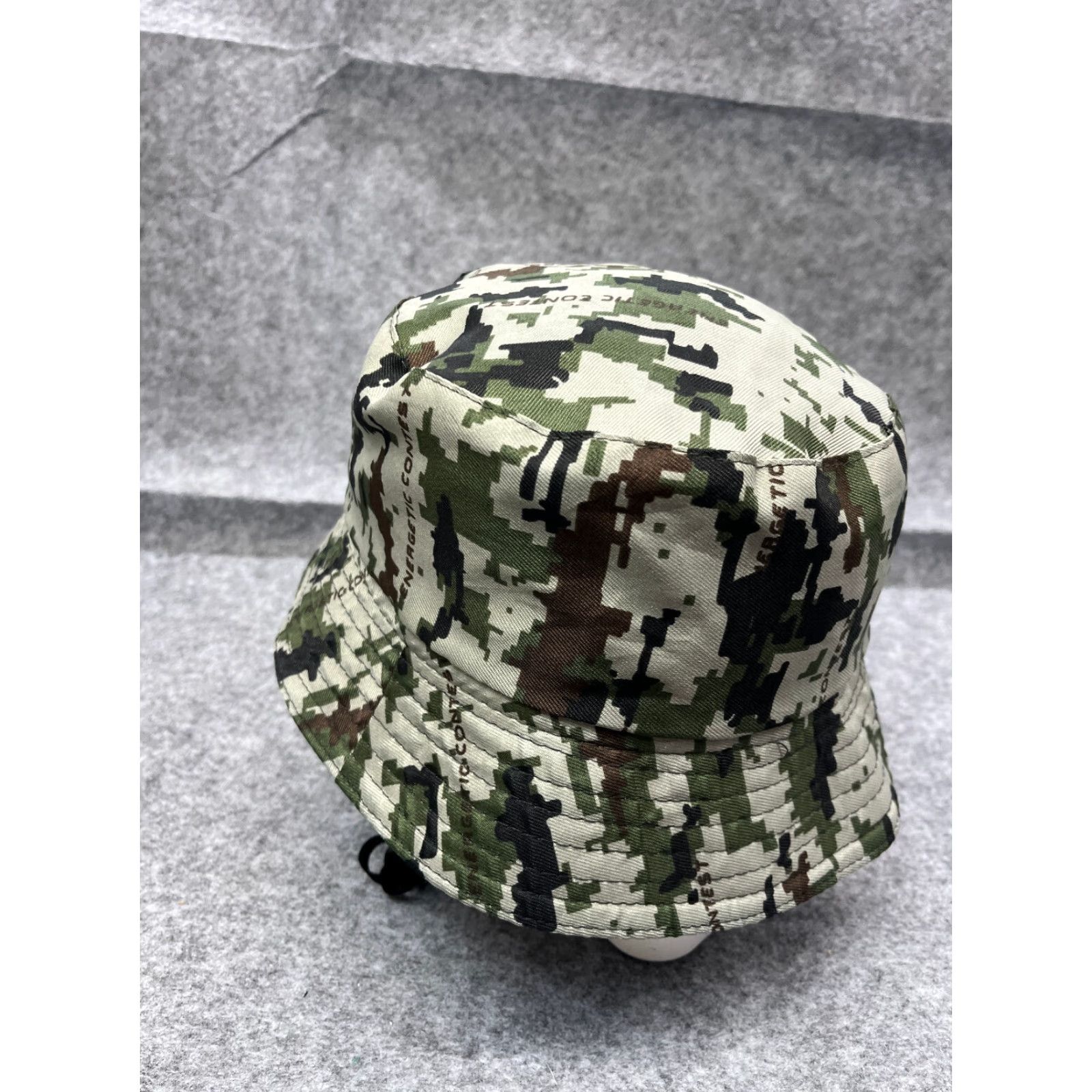 Vintage Energetic Contest Bucket Hat Adult One Size Green Camouflage Polyester Knit Hat Mens Camp Hiking Gear Size ONE SIZE - 5 Thumbnail
