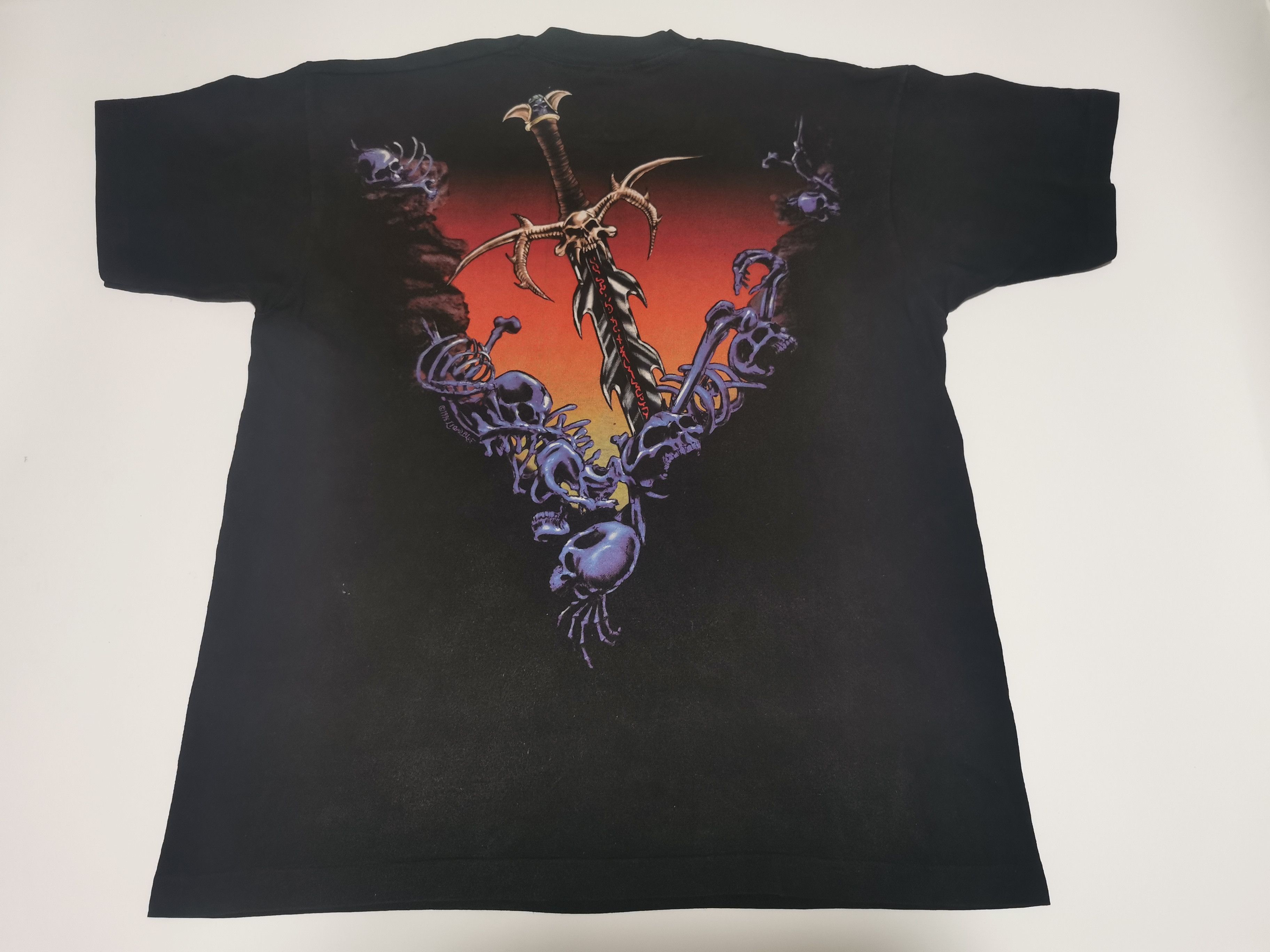 Liquid Blue Vintage 1996 LIQUID BLUE Skeletons Demons Battle Sword Hell Size US XL / EU 56 / 4 - 7 Thumbnail
