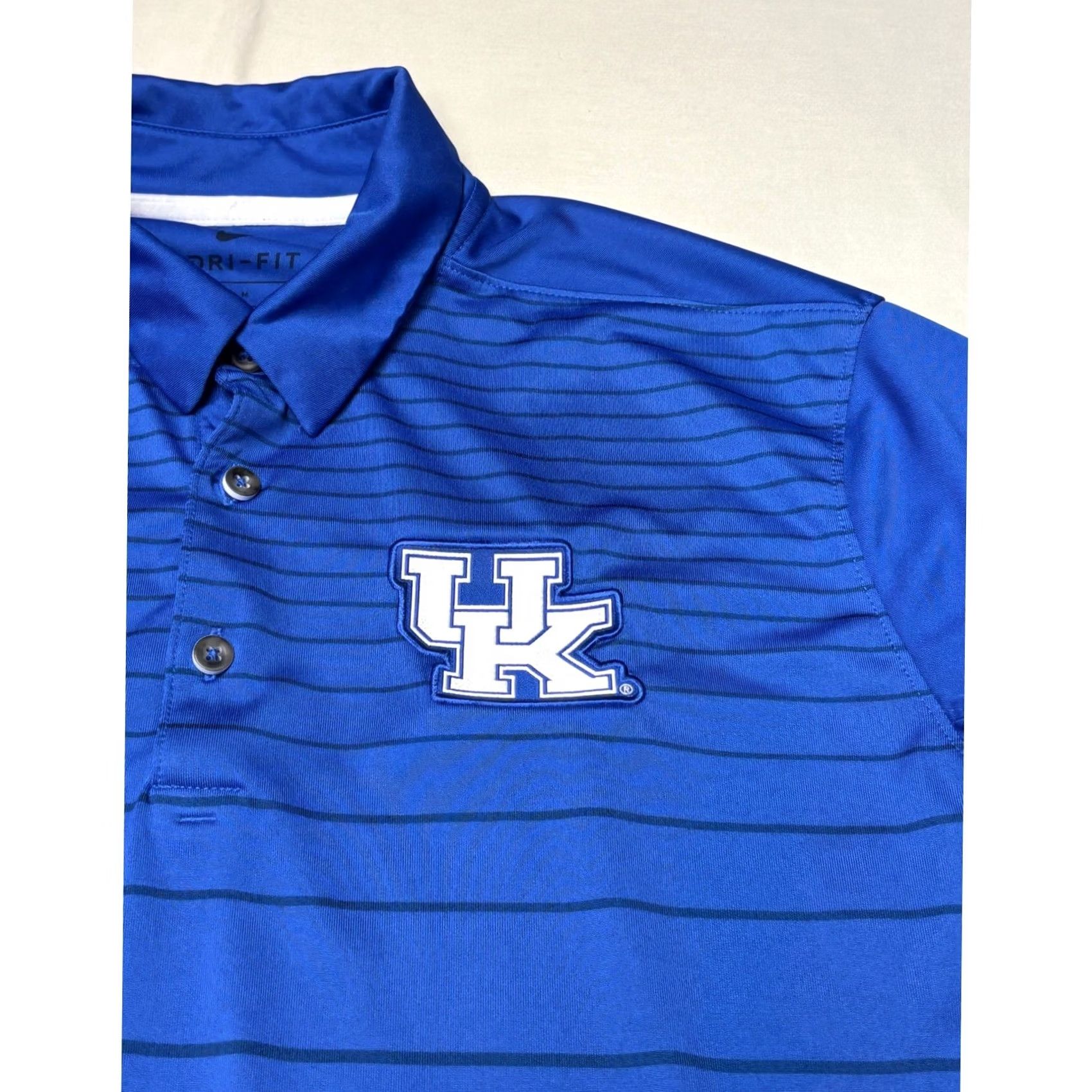 Nike Nike Kentucky Wildcats Dri-FIT Polo Shirt Mens M Blue Striped UK Logo Polo Shirt Size US M / EU 48-50 / 2 - 2 Thumbnail