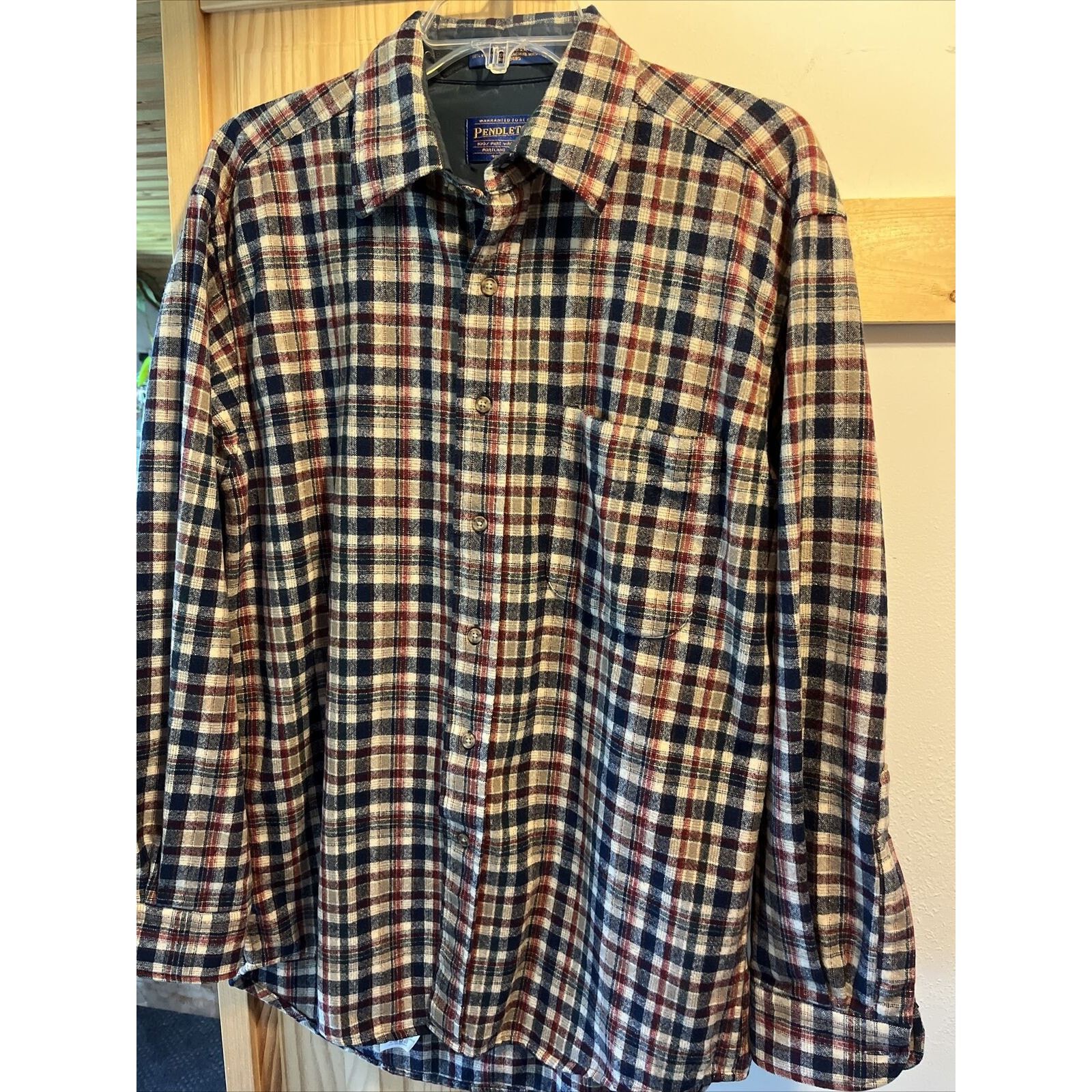 Pendleton Pendleton Mens M Red White Blue Check Button Down Wool Shirt Size US M / EU 48-50 / 2 - 6 Thumbnail