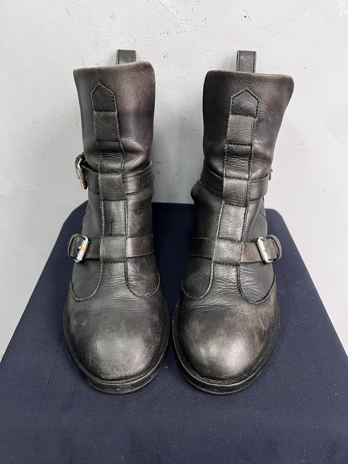 Ankle moto style leather diesel boots gothic vibe y2k