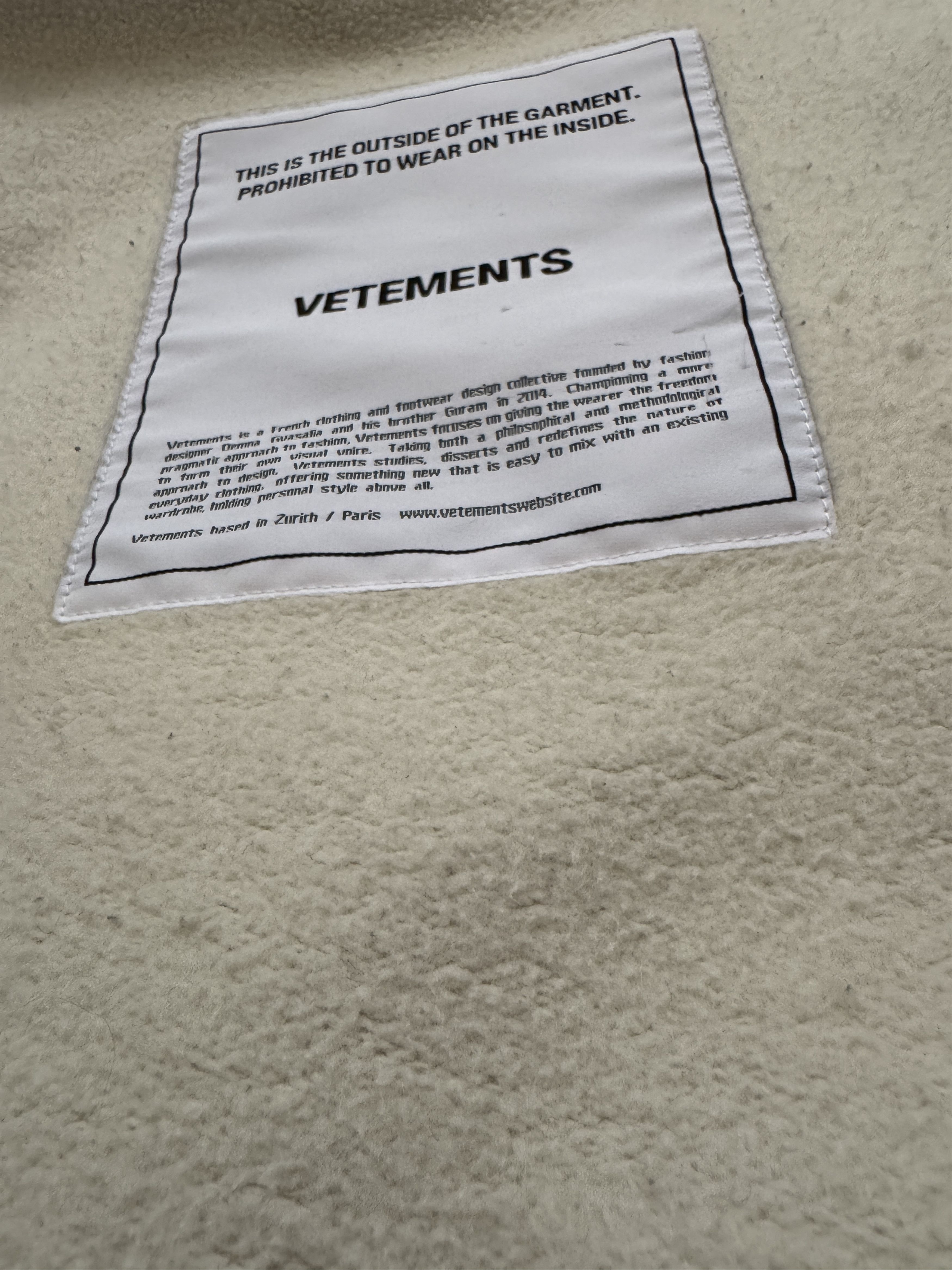 Vetements Vetements Inside Out Hoodie Cream White Size US M / EU 48-50 / 2 - 4 Thumbnail