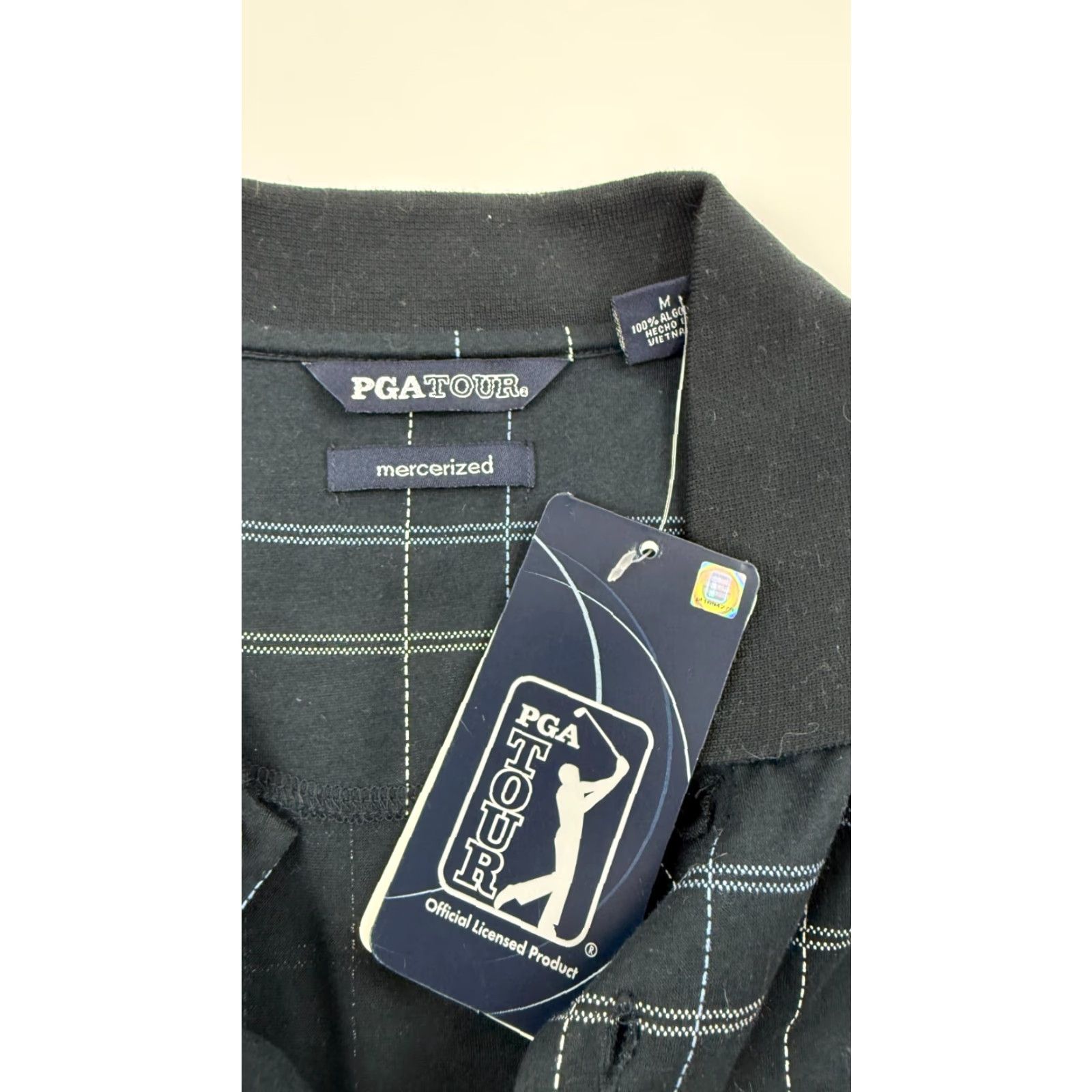 PGA Tour VINTAGE PGA TOUR Shirt Mens Medium Black Check Cotton Short Sleeve Polo Golf Performance Size US M / EU 48-50 / 2 - 3 Thumbnail