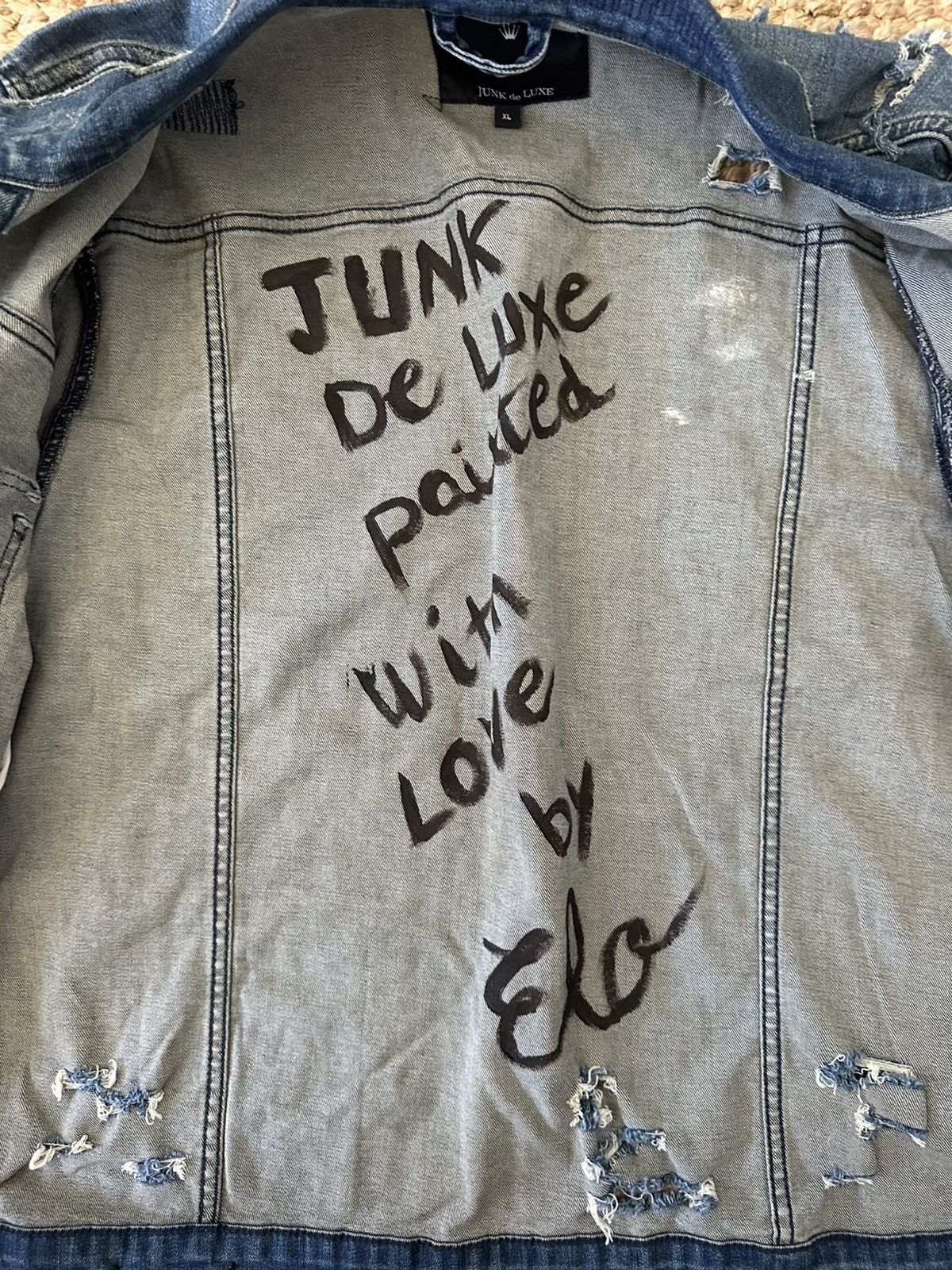 JUNK de LUXE JUNK DE LUXE DISTRESSED DENIM JACKET HAND-PAINTED SIZE XL Size XL / US 12-14 / IT 48-50 - 3 Thumbnail