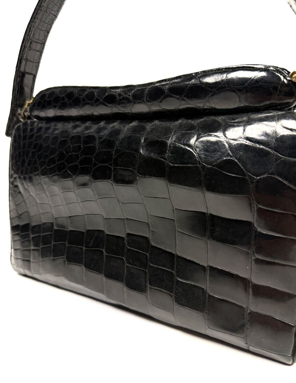 Vintage 1950-60s Genuine Crocodile Hornback Frame Top Handbag Exotic Size ONE SIZE - 9 Thumbnail