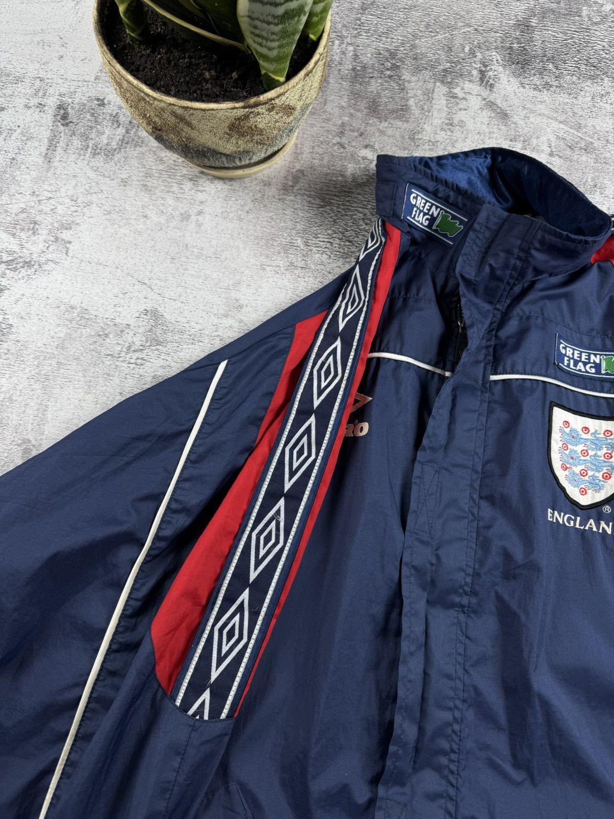 Umbro England 1996 Football Track Jacket Green Flag Windbreaker Size US L / EU 52-54 / 3 - 11 Thumbnail